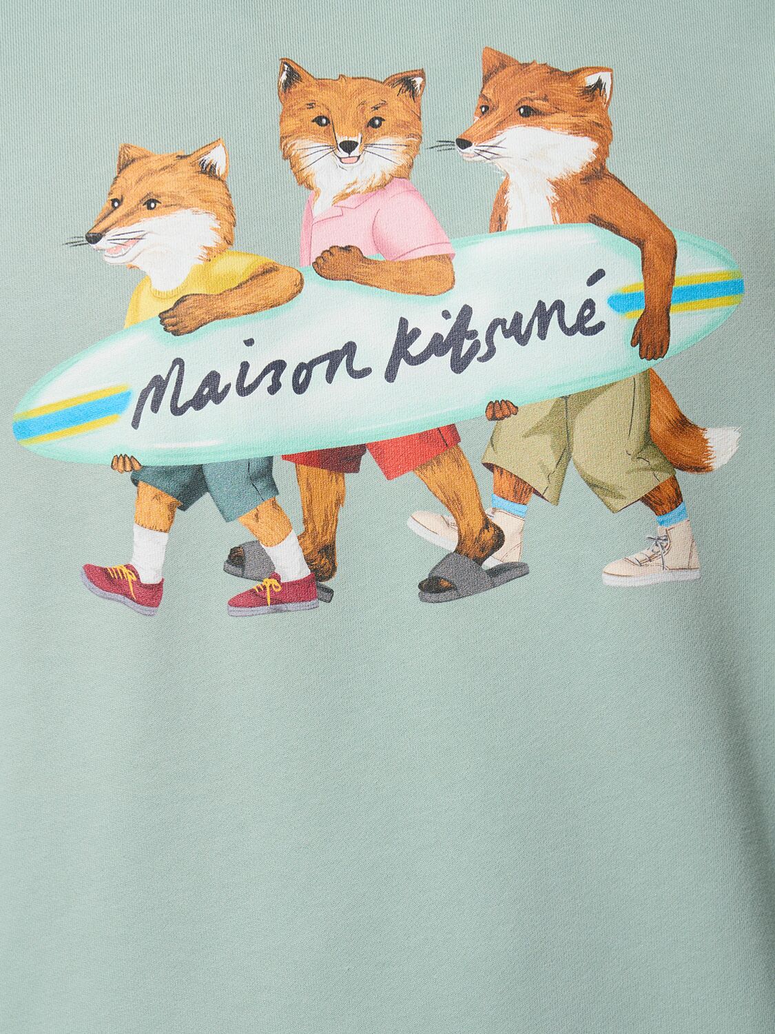 Shop Maison Kitsuné Surfing Foxes Comfort Sweatshirt In Seafoam Blue