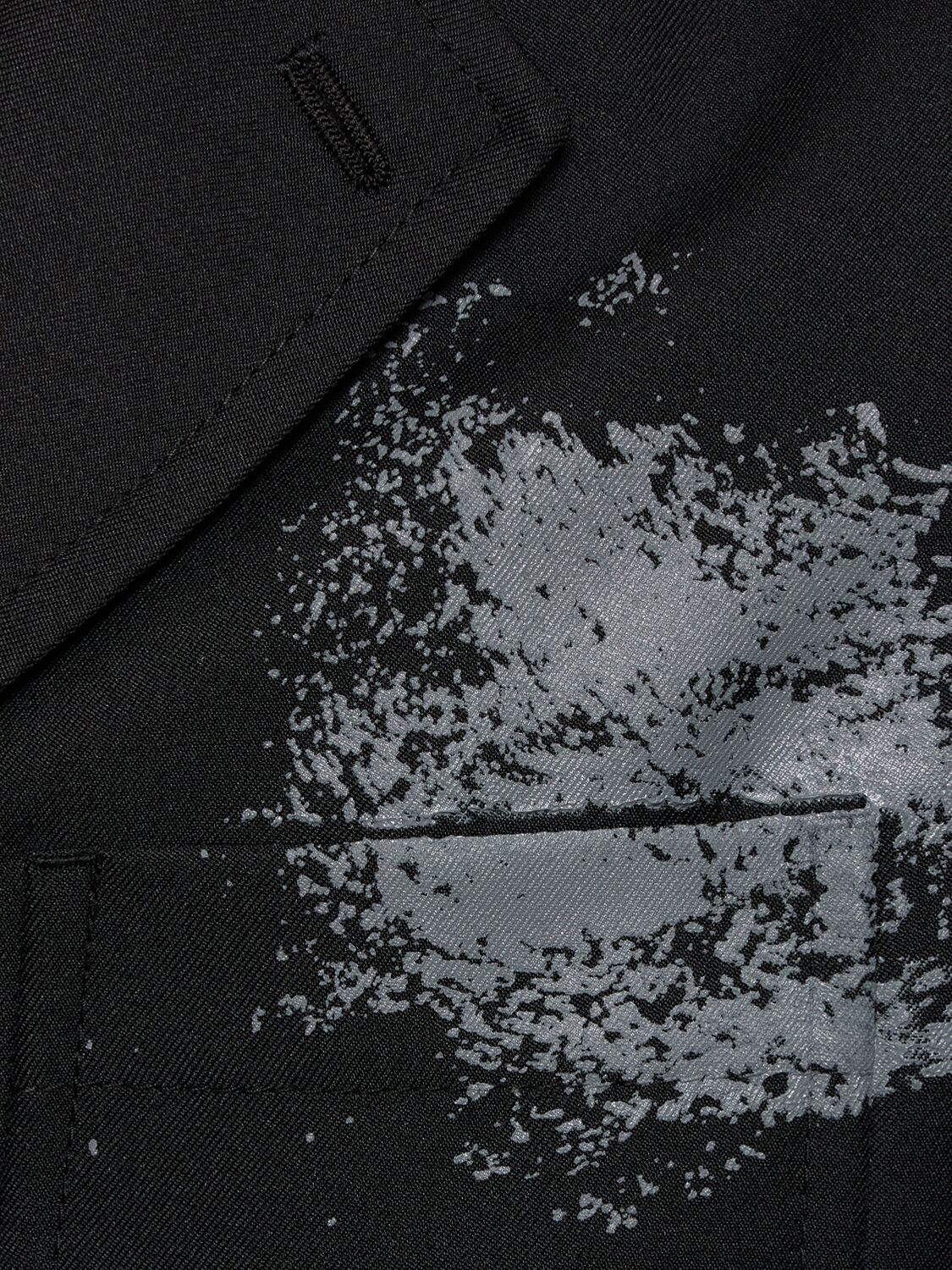 Shop Comme Des Garçons Shirt Single Breast Printed Twill Blazer In Black