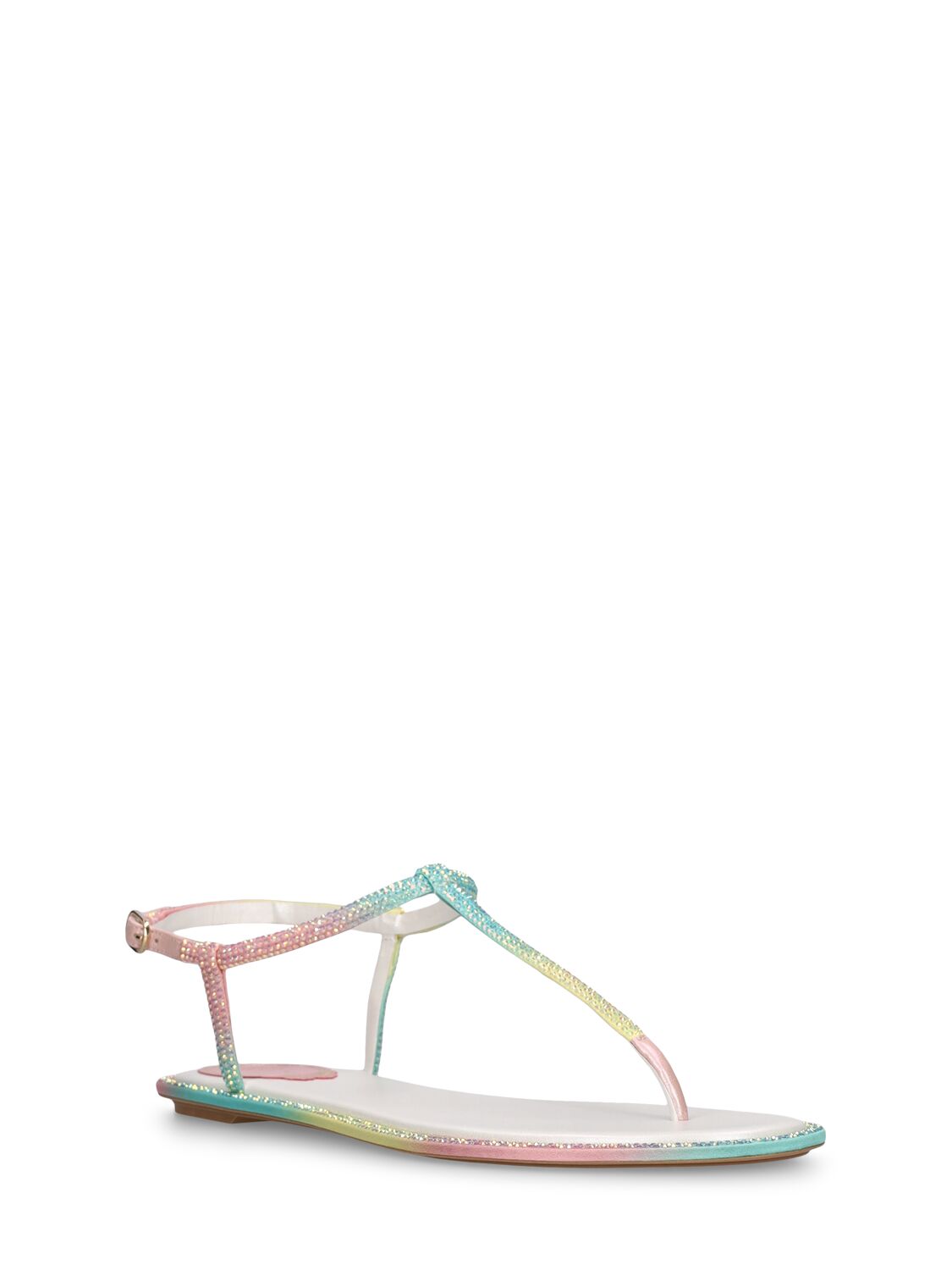Shop René Caovilla 10mm Crystal Flat Sandals In 멀티컬러