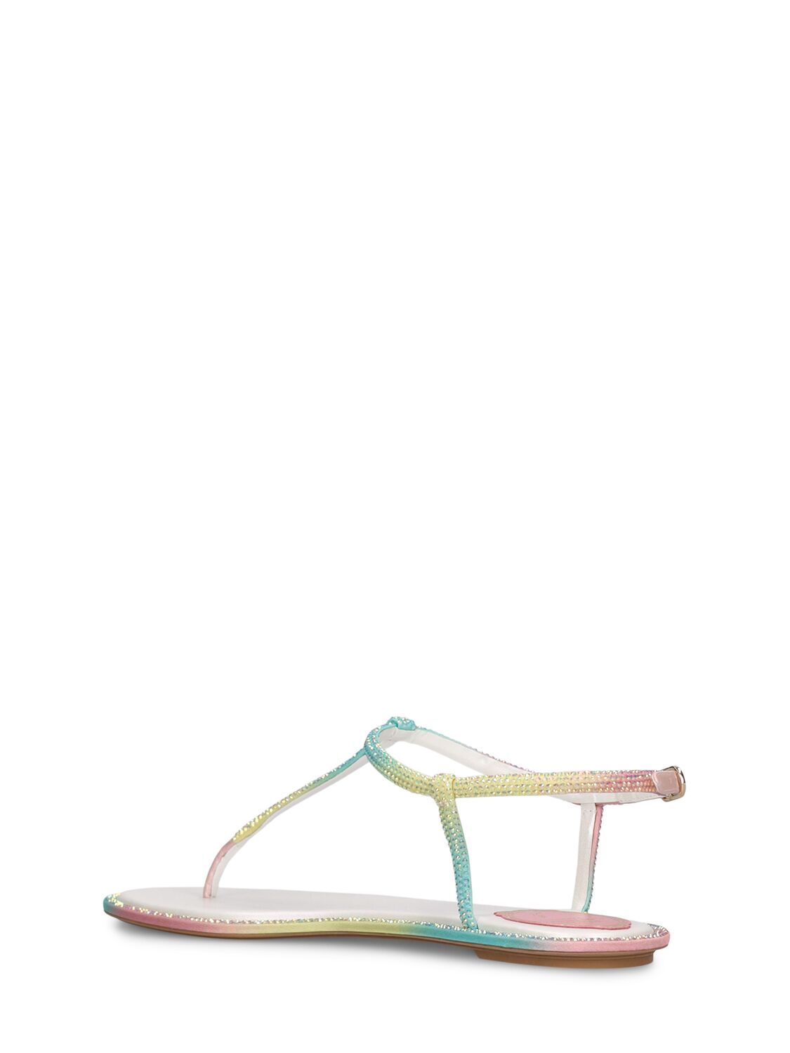Shop René Caovilla 10mm Crystal Flat Sandals In 멀티컬러