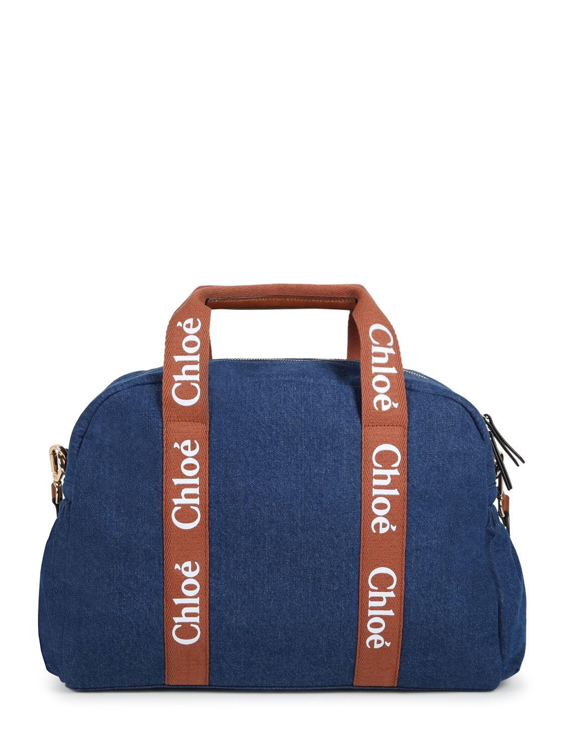 Shop Chloé Cotton Denim Changing Bag In Blue