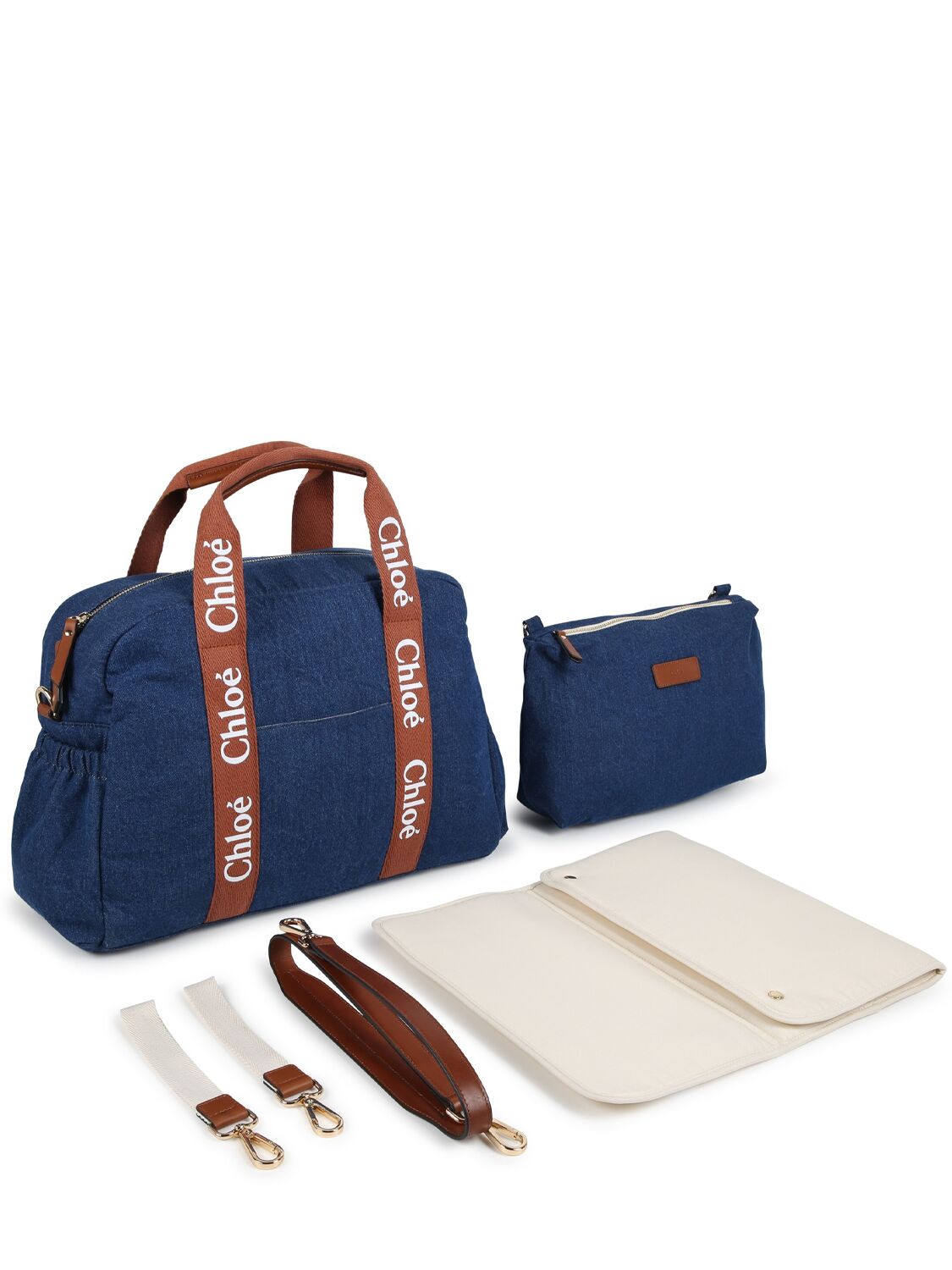 Chloé Cotton Denim Changing Bag In Blue