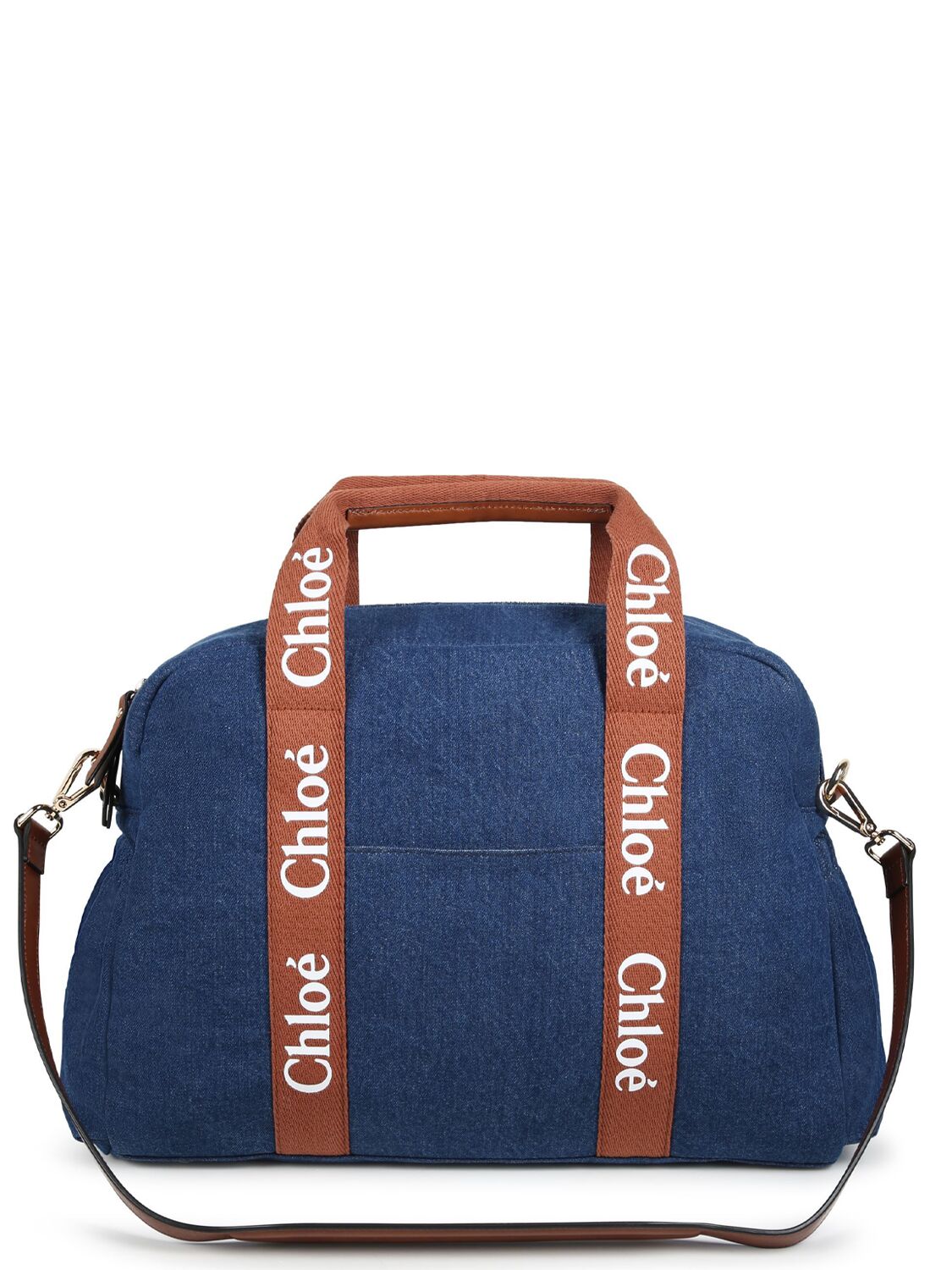 Shop Chloé Cotton Denim Changing Bag In Blue