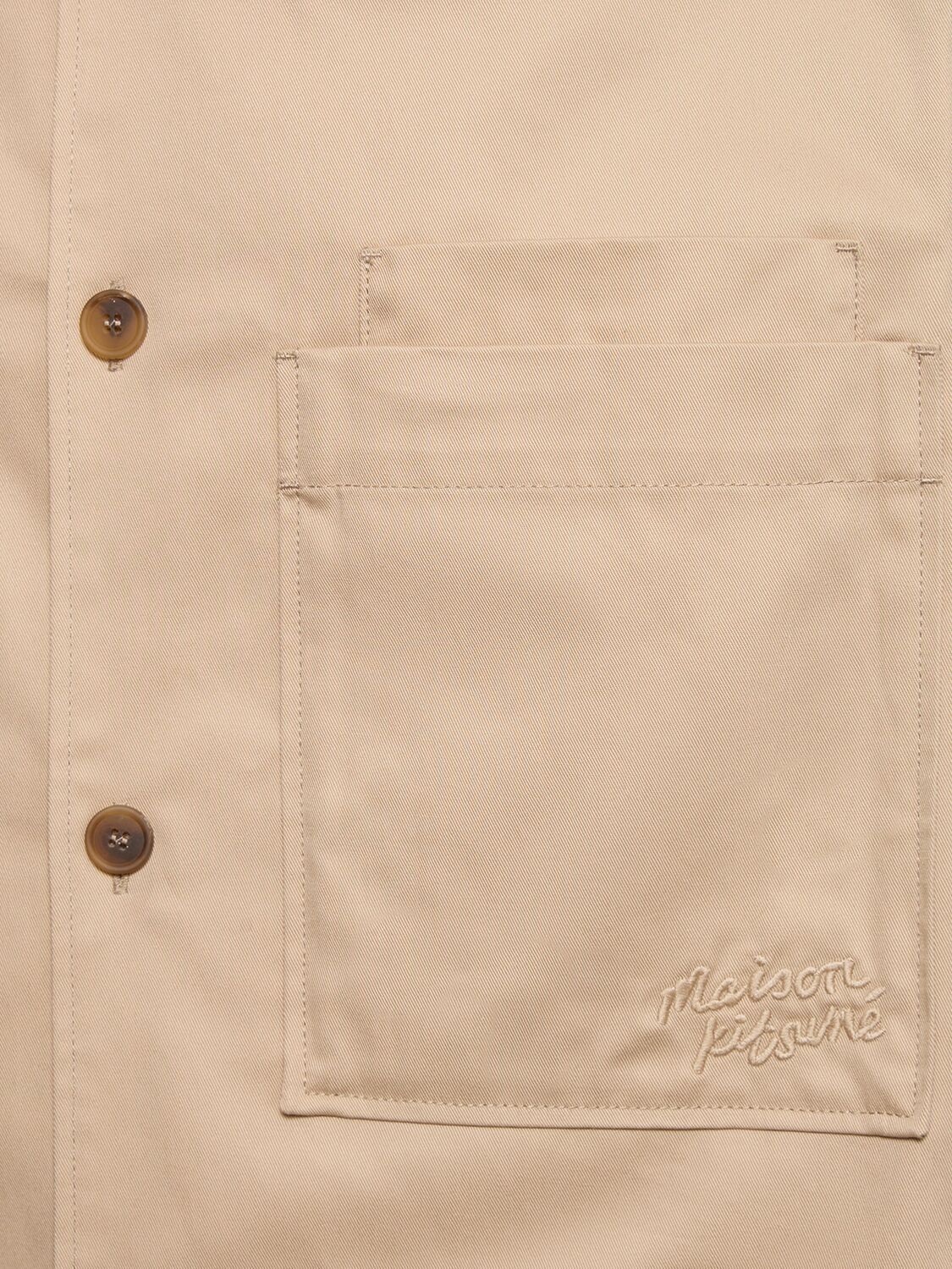 Shop Maison Kitsuné Cotton Comfort Fit Overshirt In 浅米黄色