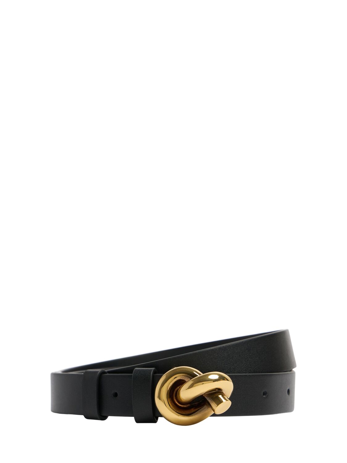 Bottega Veneta 20mm Knot Leather Belt In Black