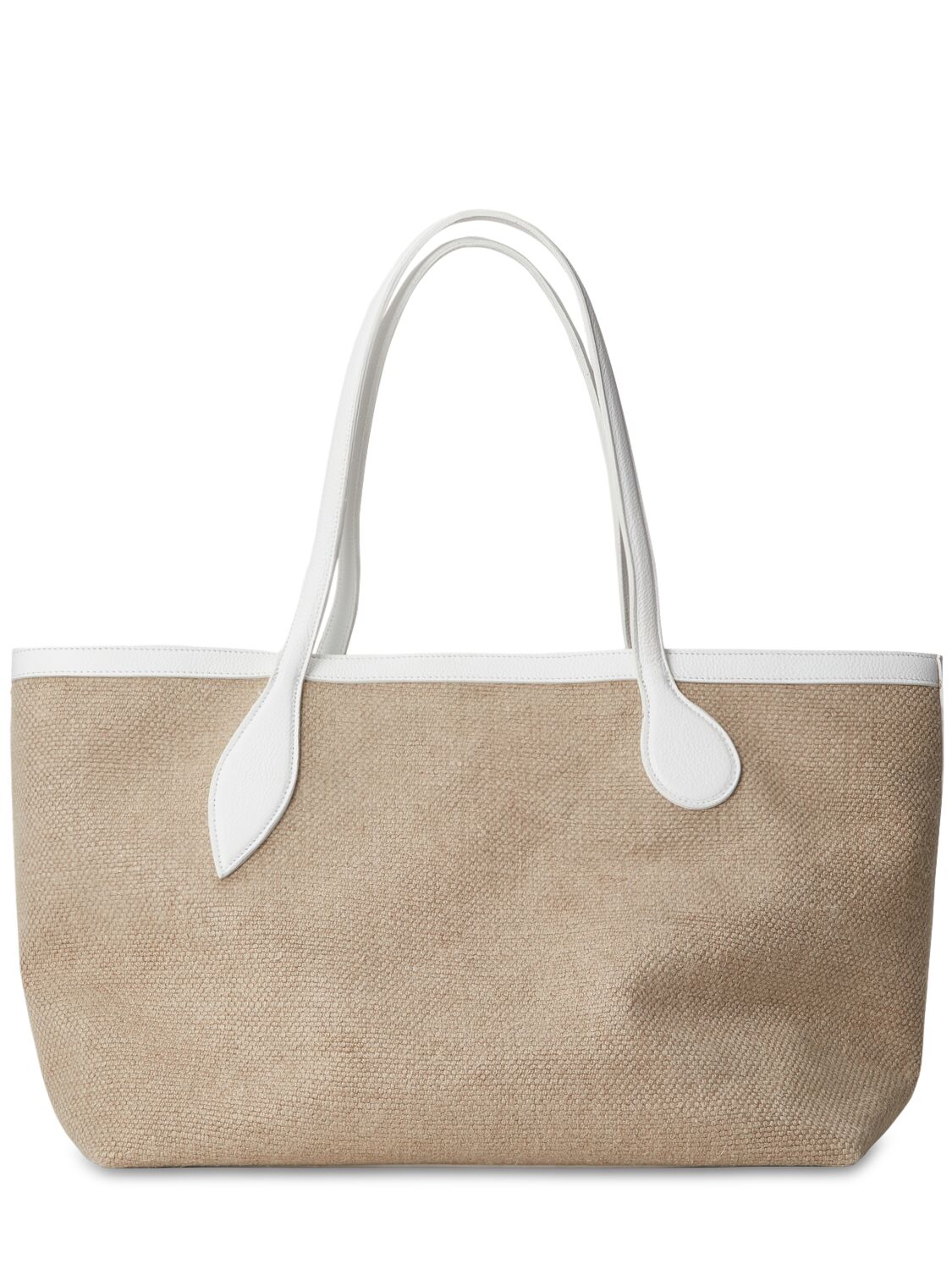 Shop Little Liffner Mega Sprout Linen Tote Bag In Beige,white