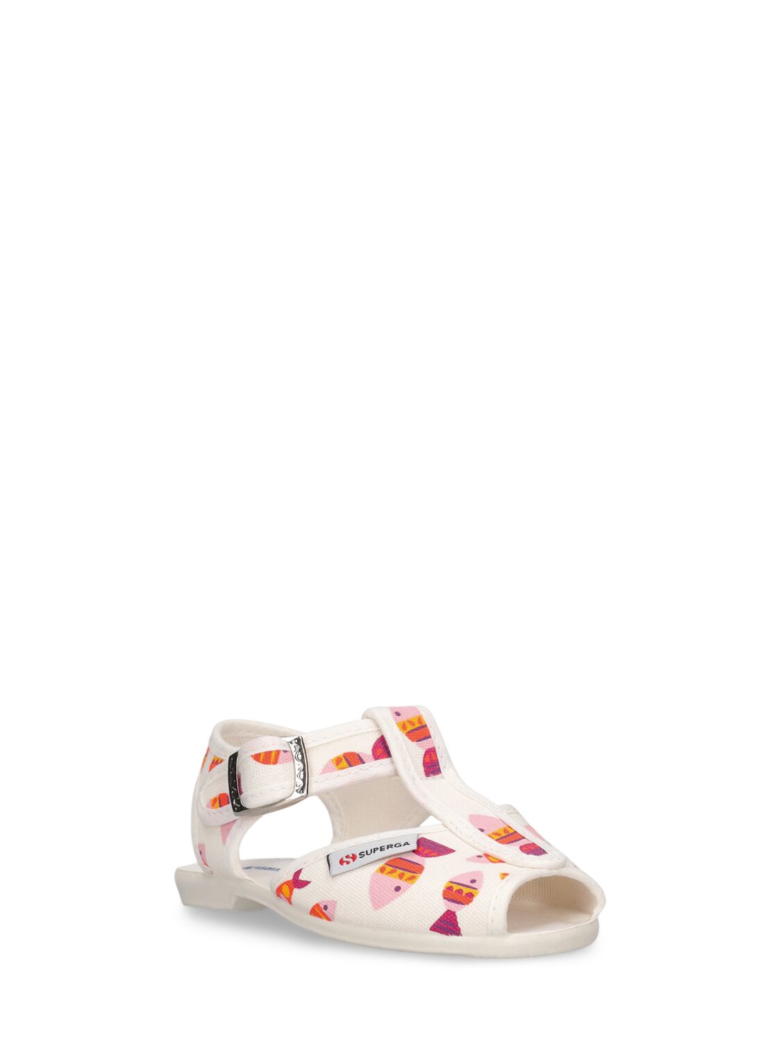 Shop Superga 1200- Candy Fish Canvas Sandals In 화이트,멀티