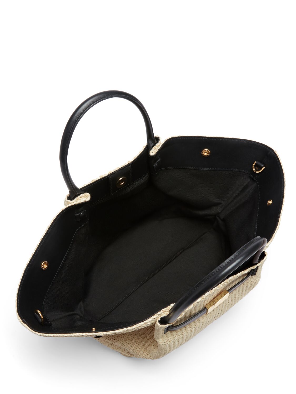 Shop Demellier Midi New York Raffia Tote Bag In 自然色,黑色