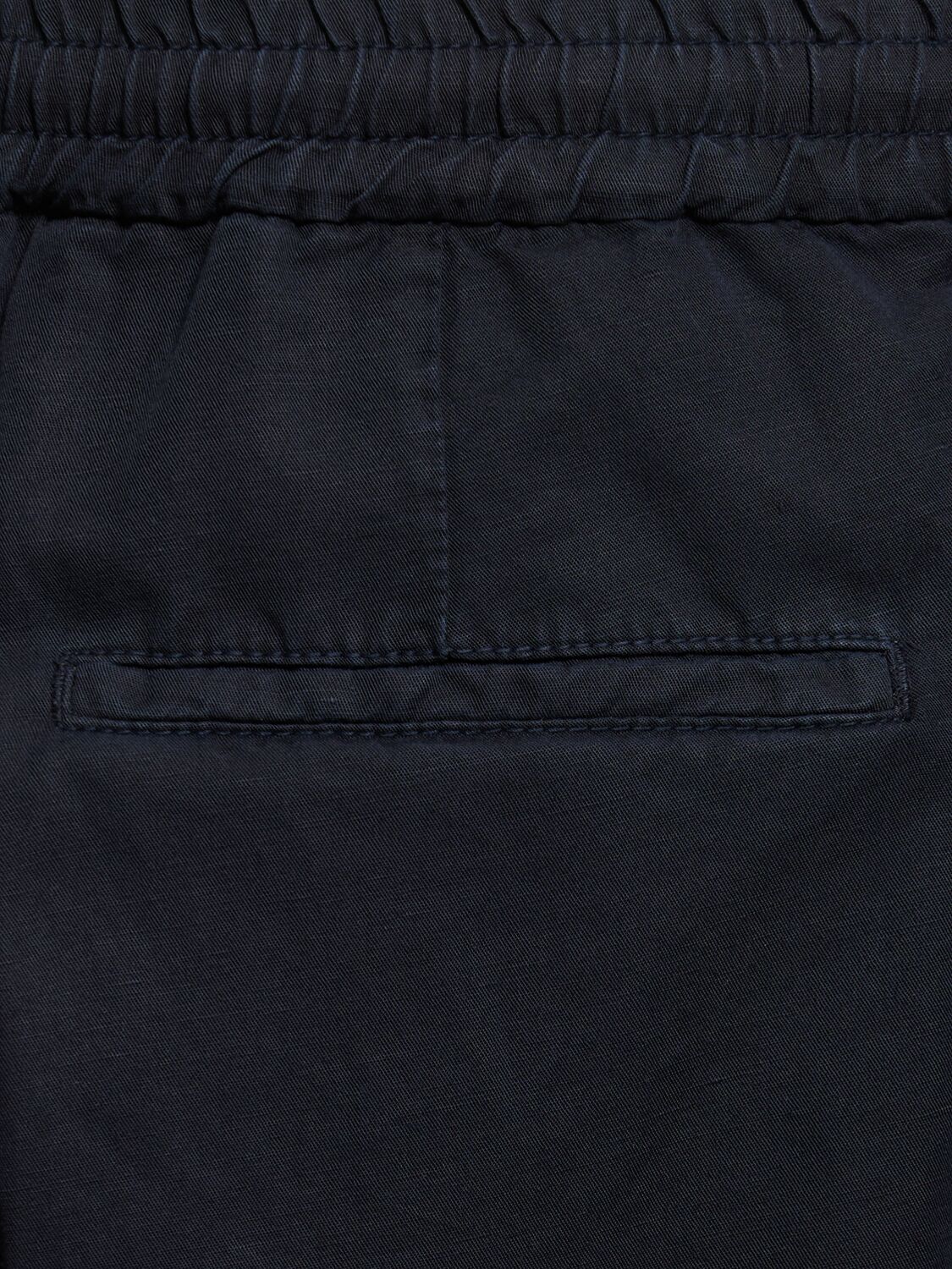 Shop Brunello Cucinelli Cotton & Linen Drawstring Pants In 海军蓝