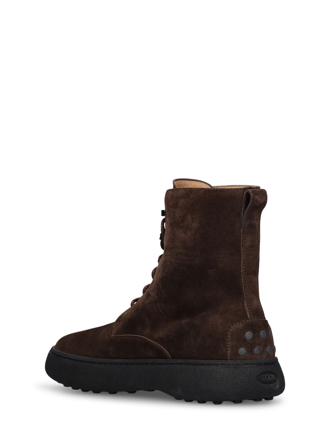 Shop Tod's Stivaletto Suede Lace-up Boots In Brown