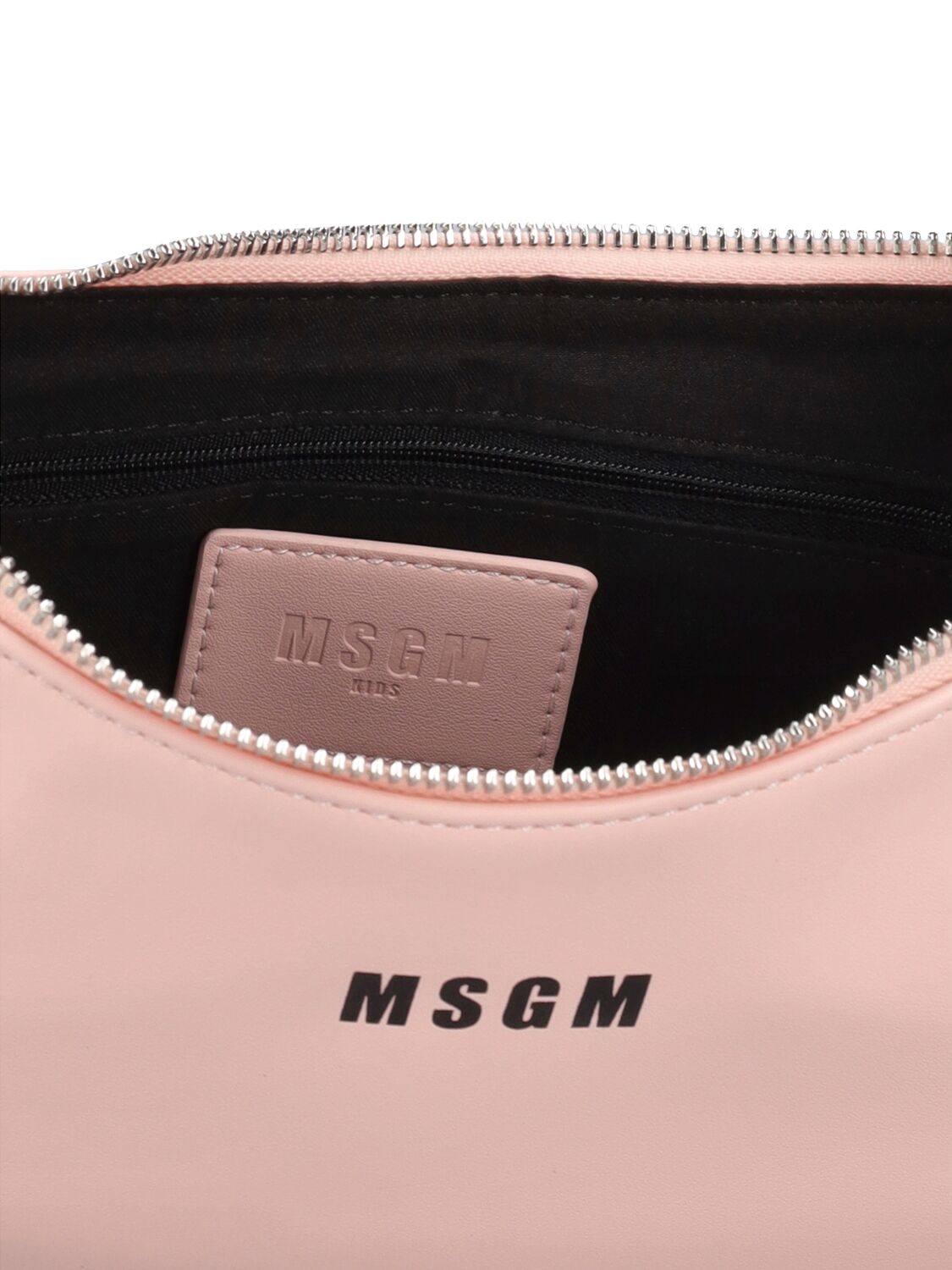 Shop Msgm Faux Leather Shoulder Bag In 핑크