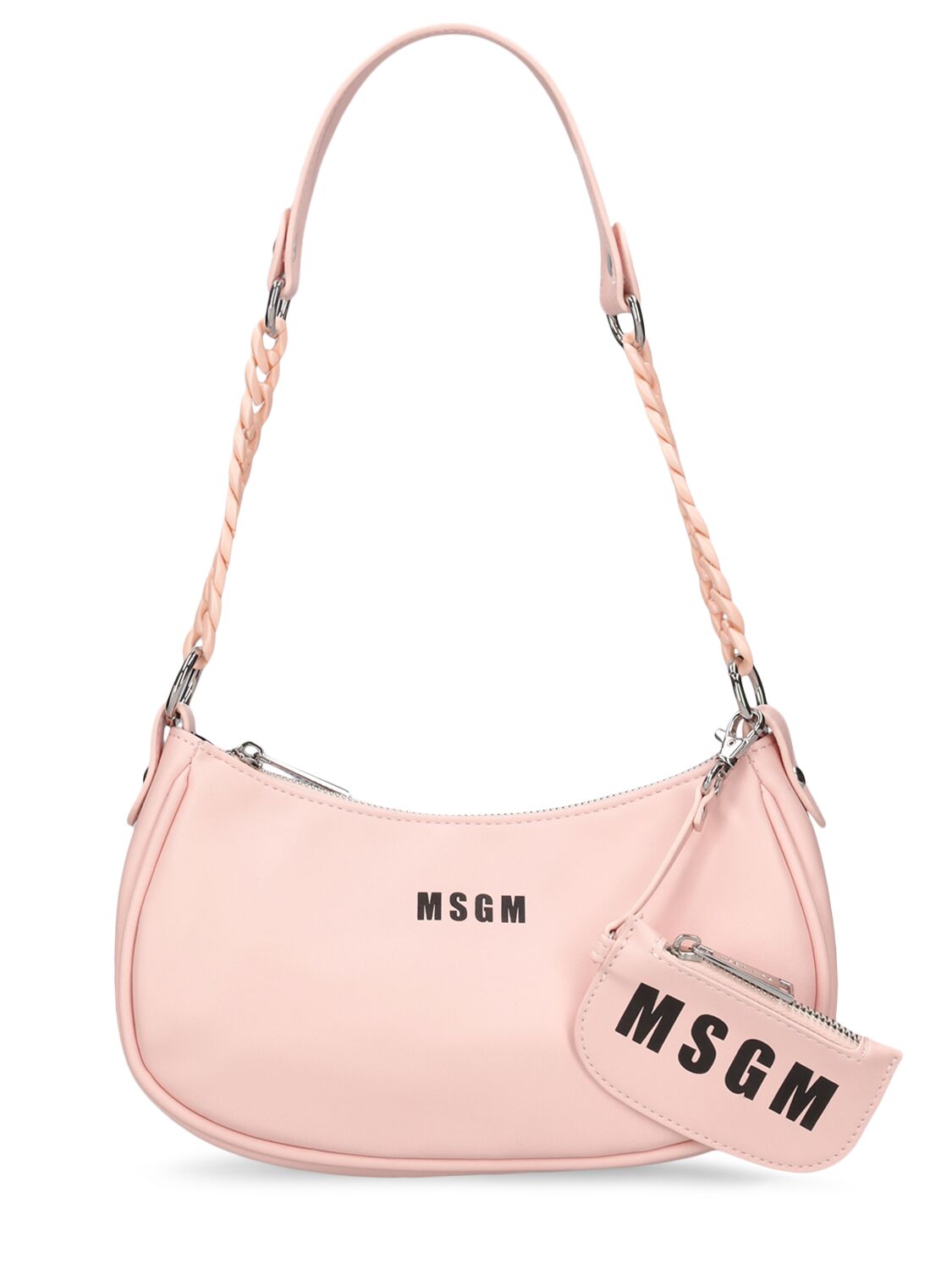 Msgm Kids' Faux Leather Shoulder Bag In 핑크