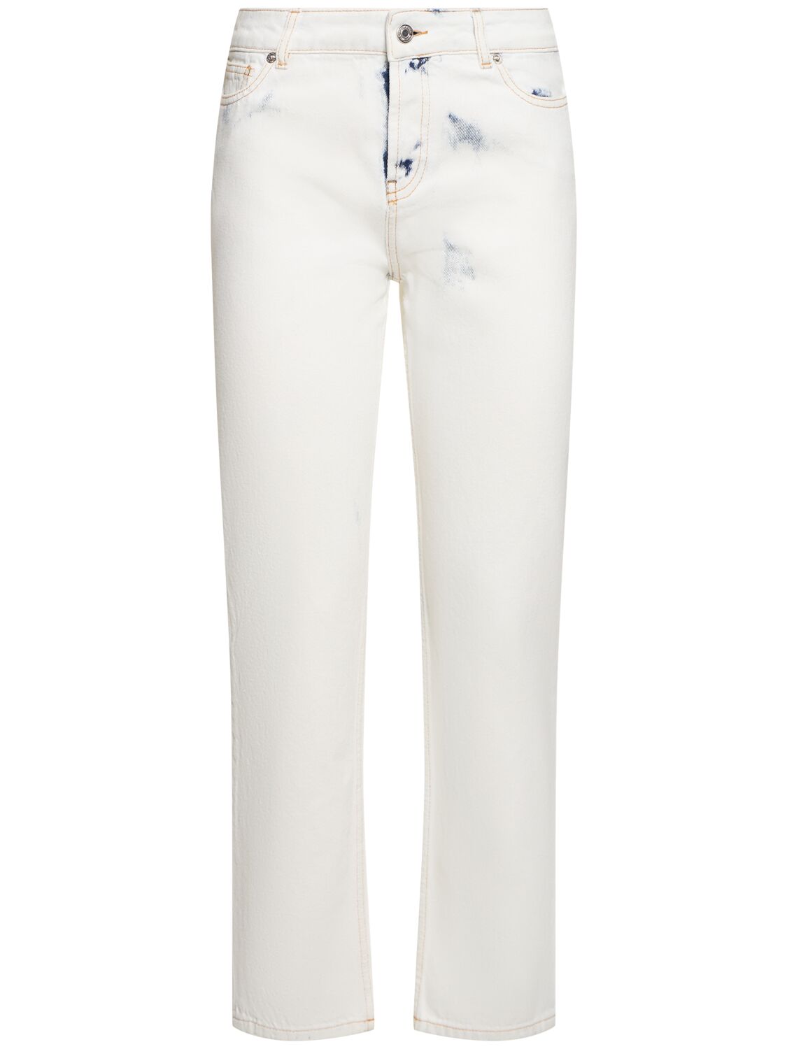 Alexandre Vauthier Mid Rise Denim Straight Jeans In Bleached White