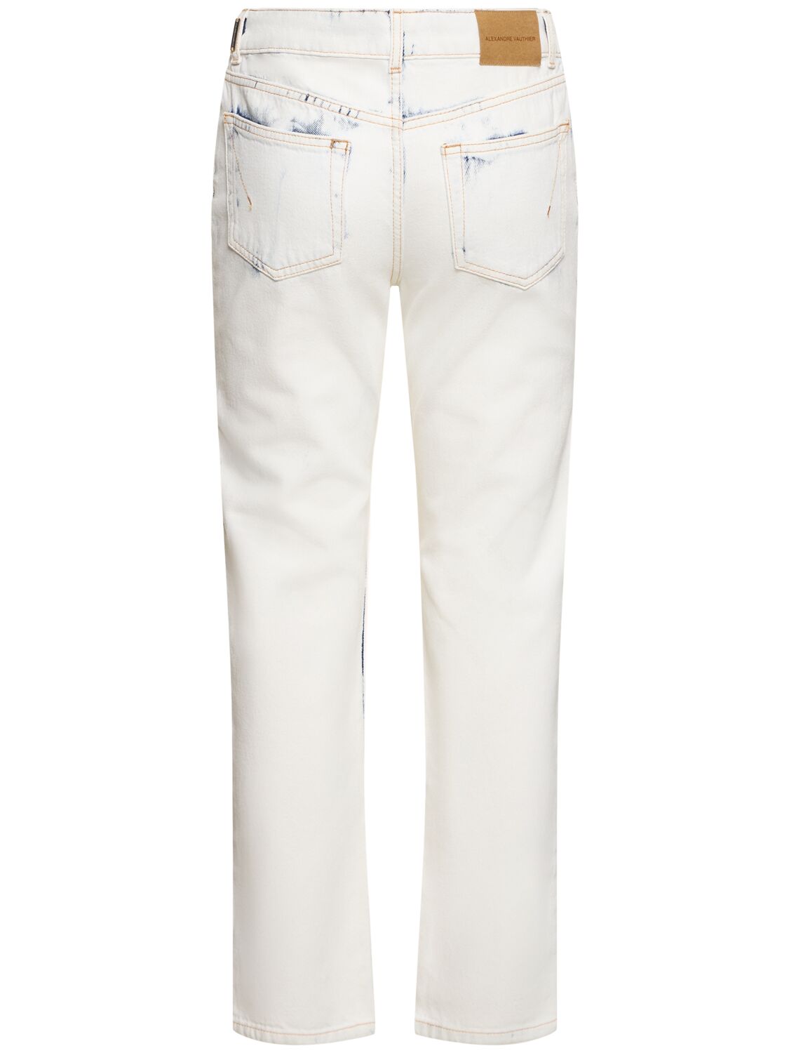 Shop Alexandre Vauthier Mid Rise Denim Straight Jeans In Bleached White