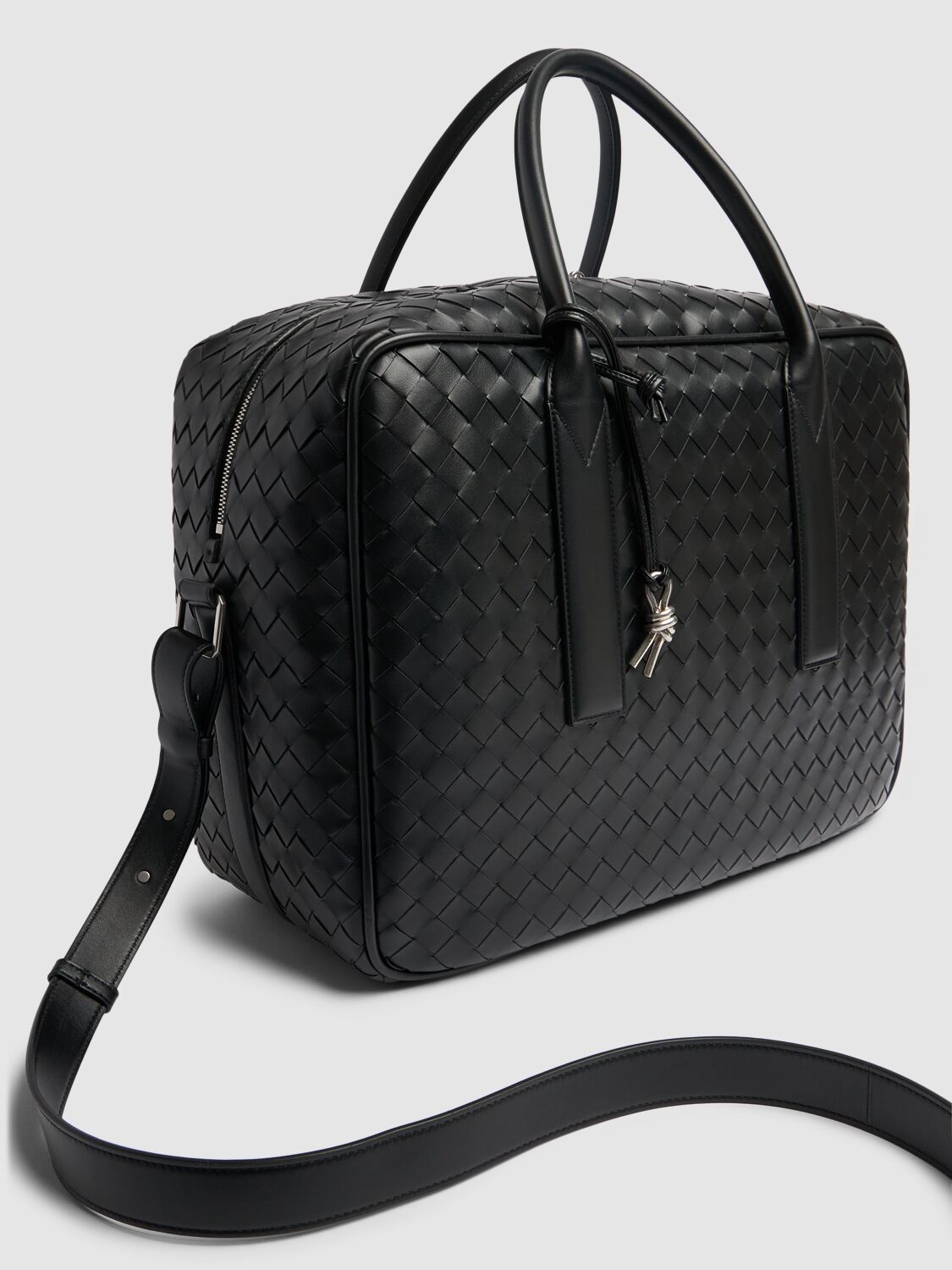 Shop Bottega Veneta Getaway Medium Leather Weekender Bag In Black