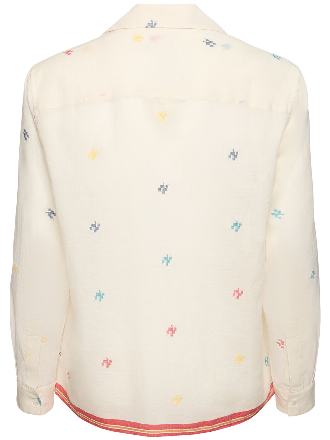 Shop Baziszt Embroidered Cotton Shirt In 米黄色