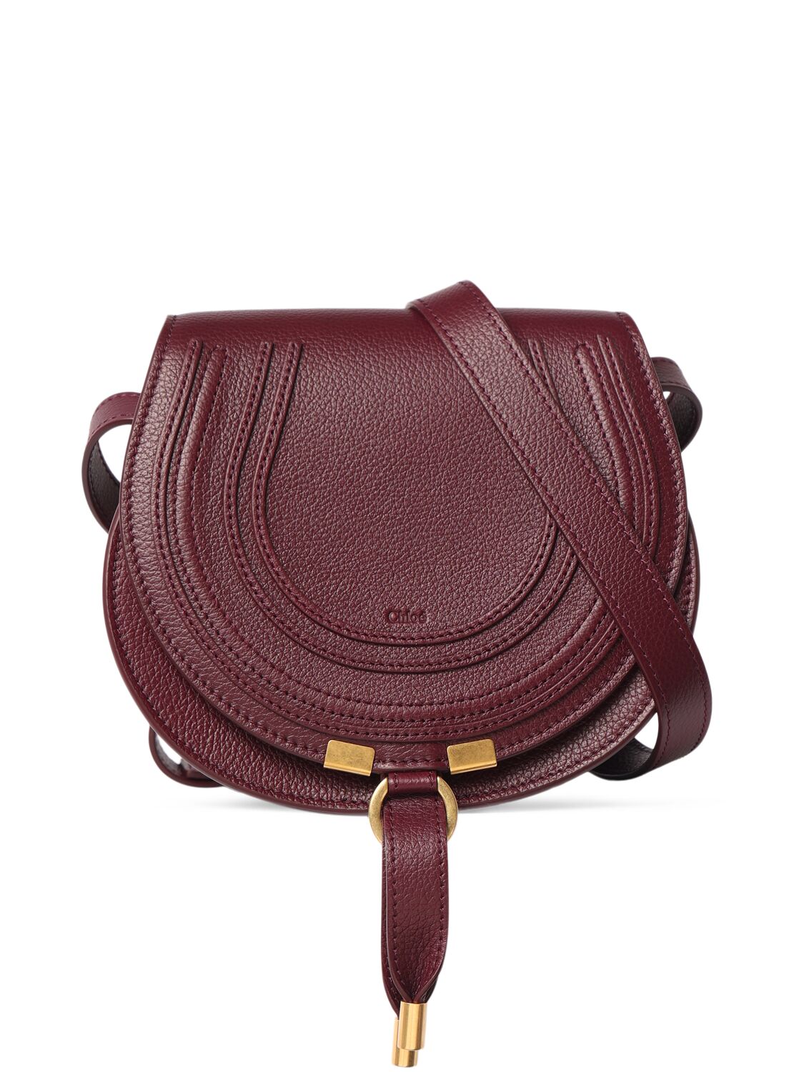 Chloé Small Marcie Grained Leather Bag In Dimness Purple