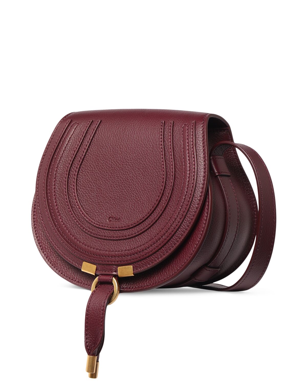 Shop Chloé Small Marcie Grained Leather Bag In Dimness Purple