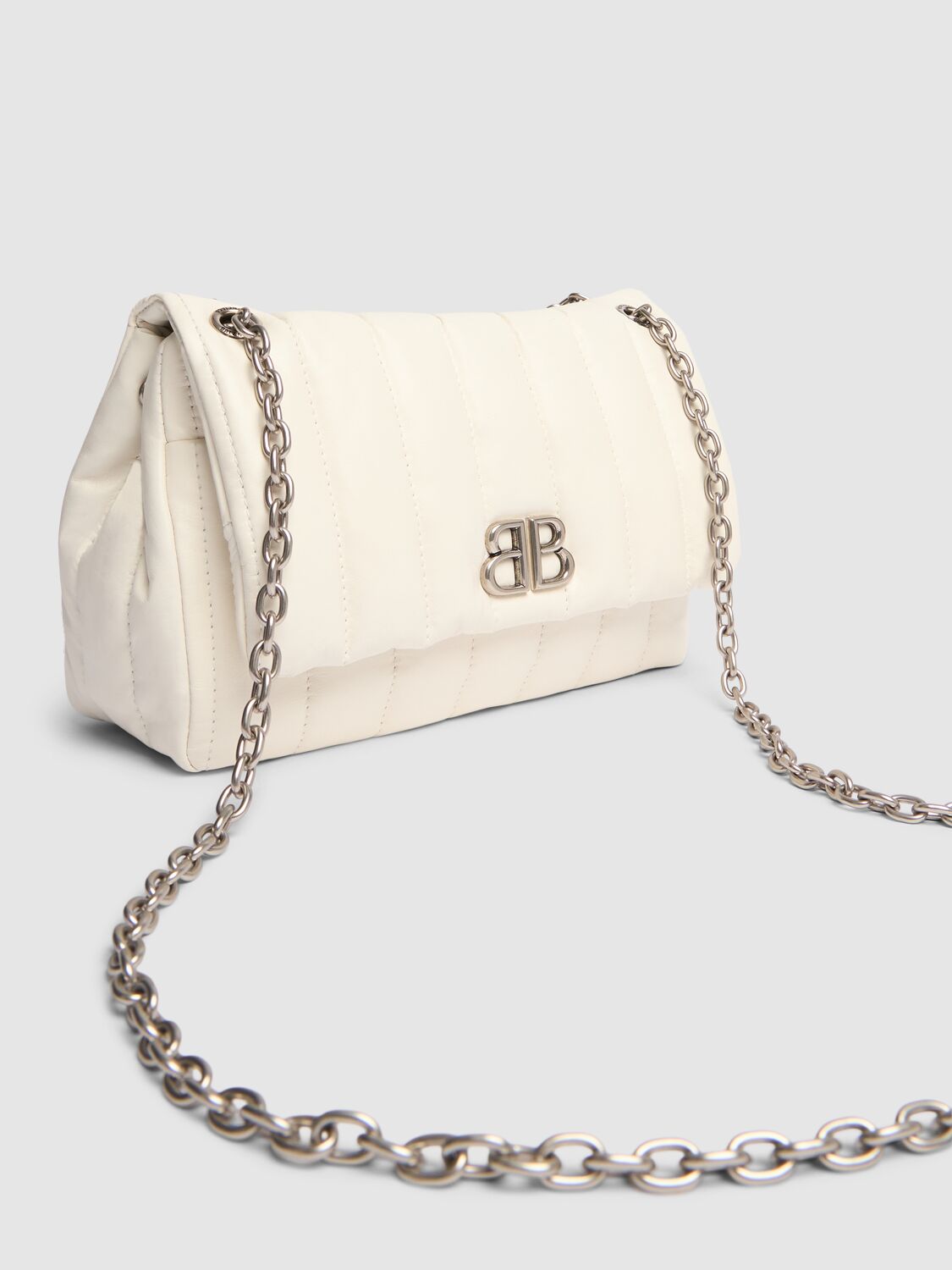 Shop Balenciaga Mini Monaco Leather Shoulder Bag In 오프 화이트