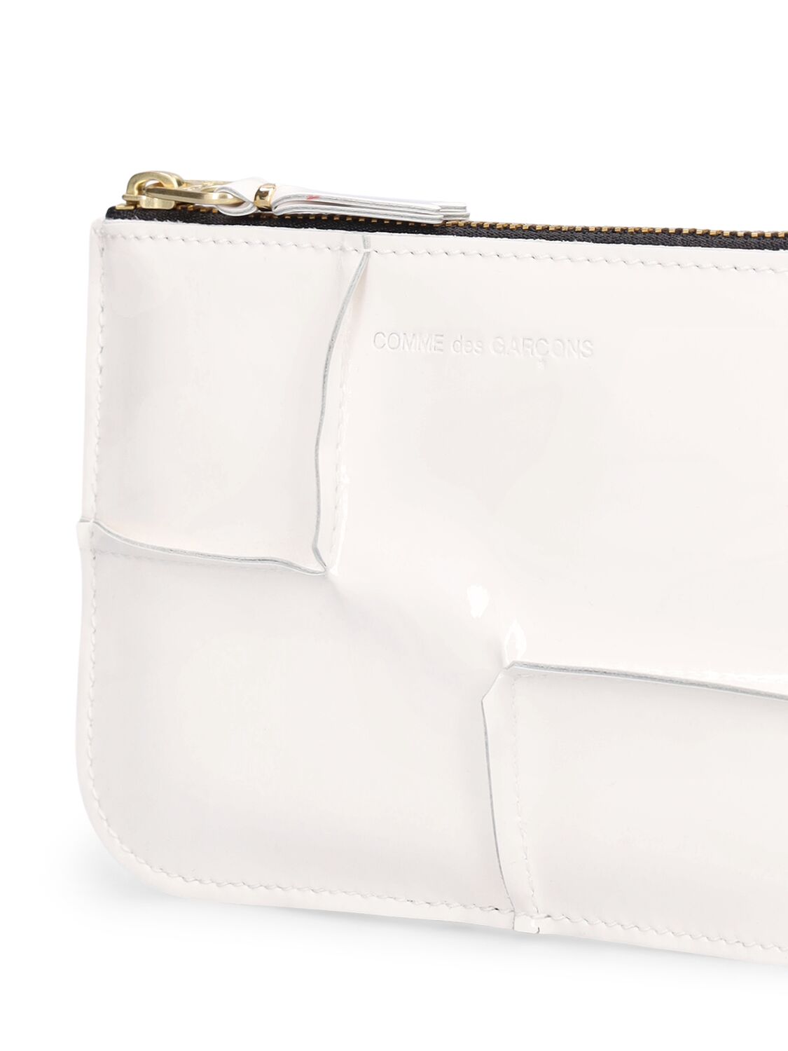 Shop Comme Des Garçons Reversed Hem Patent Zip Wallet In White