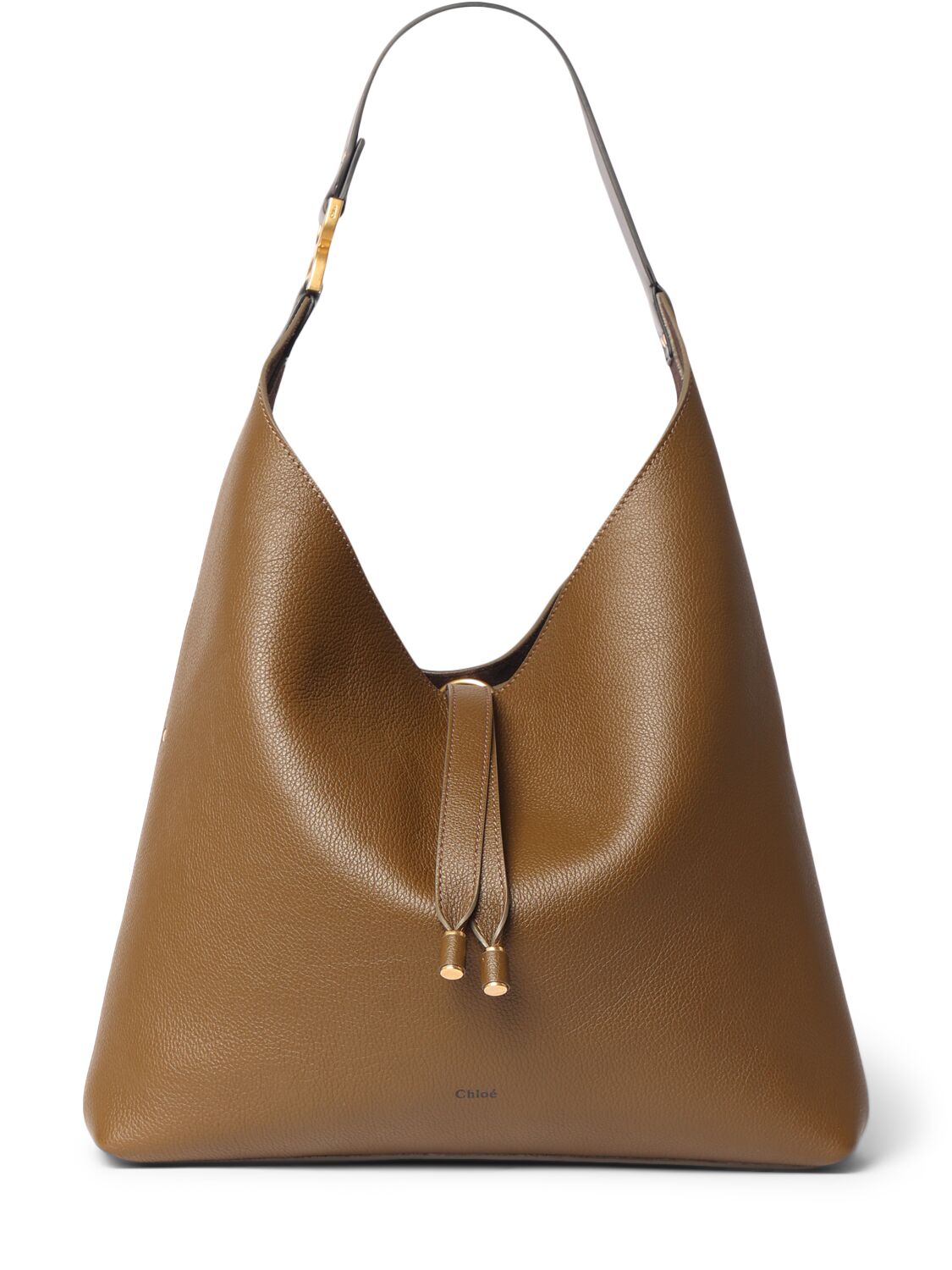 Chloé Large Marcie Grained Leather Tote Bag In Dark Khaki