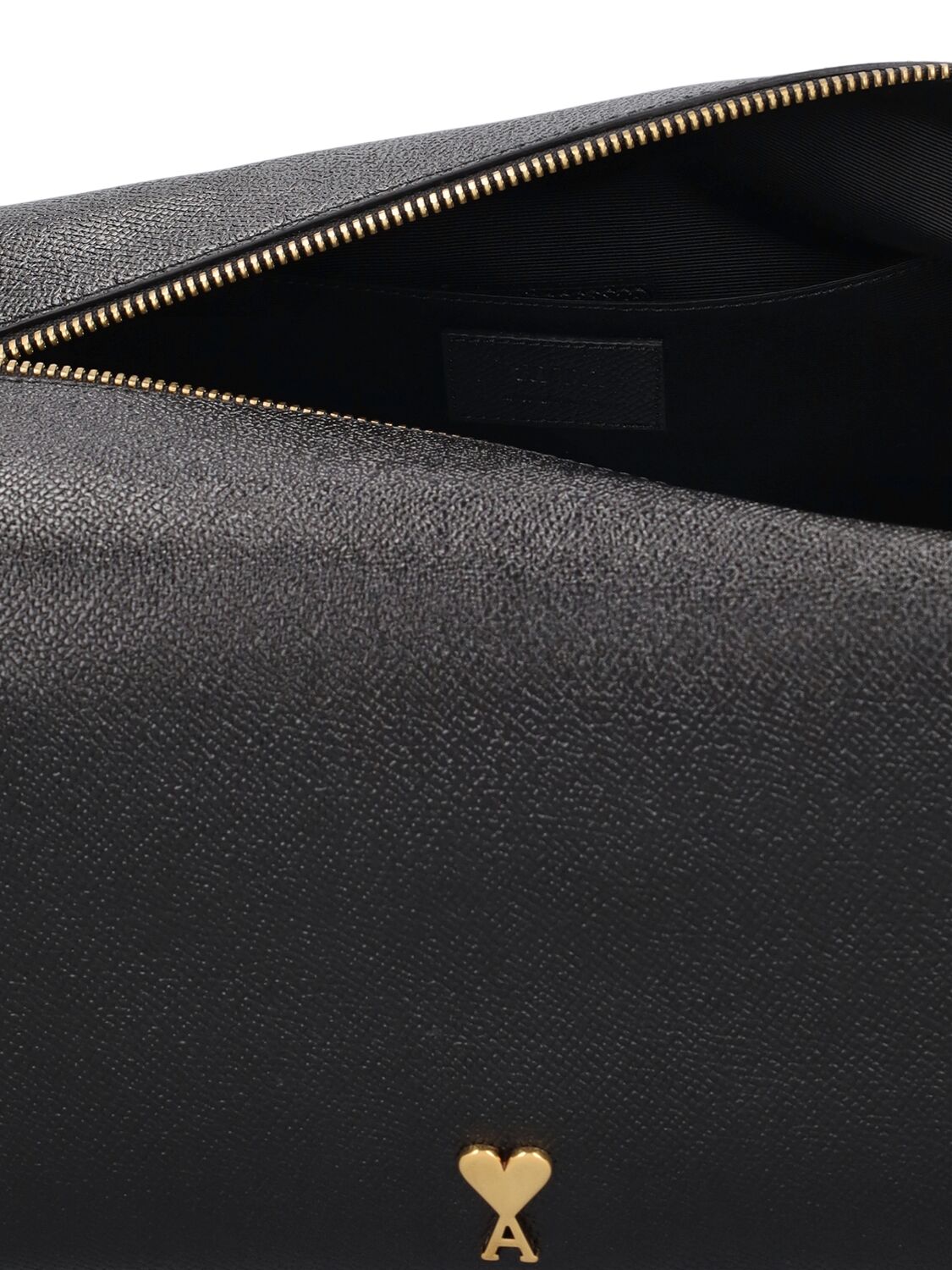 Shop Ami Alexandre Mattiussi Paris Paris Grained Leather Pouch In Black,brass