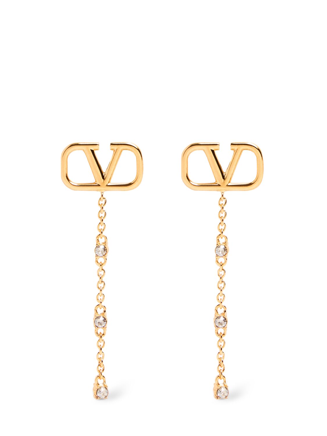 Valentino Garavani Mini V Logo Signature Crystal Earrings In Gold