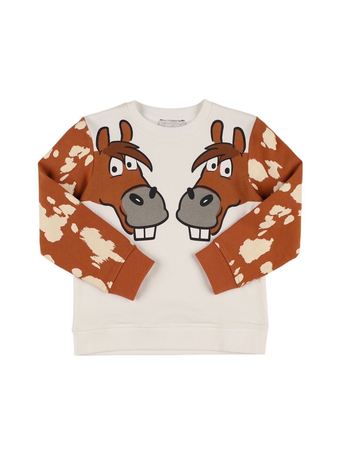 Stella Mccartney Kids' Printed Cotton Sweatshirt In White/brown