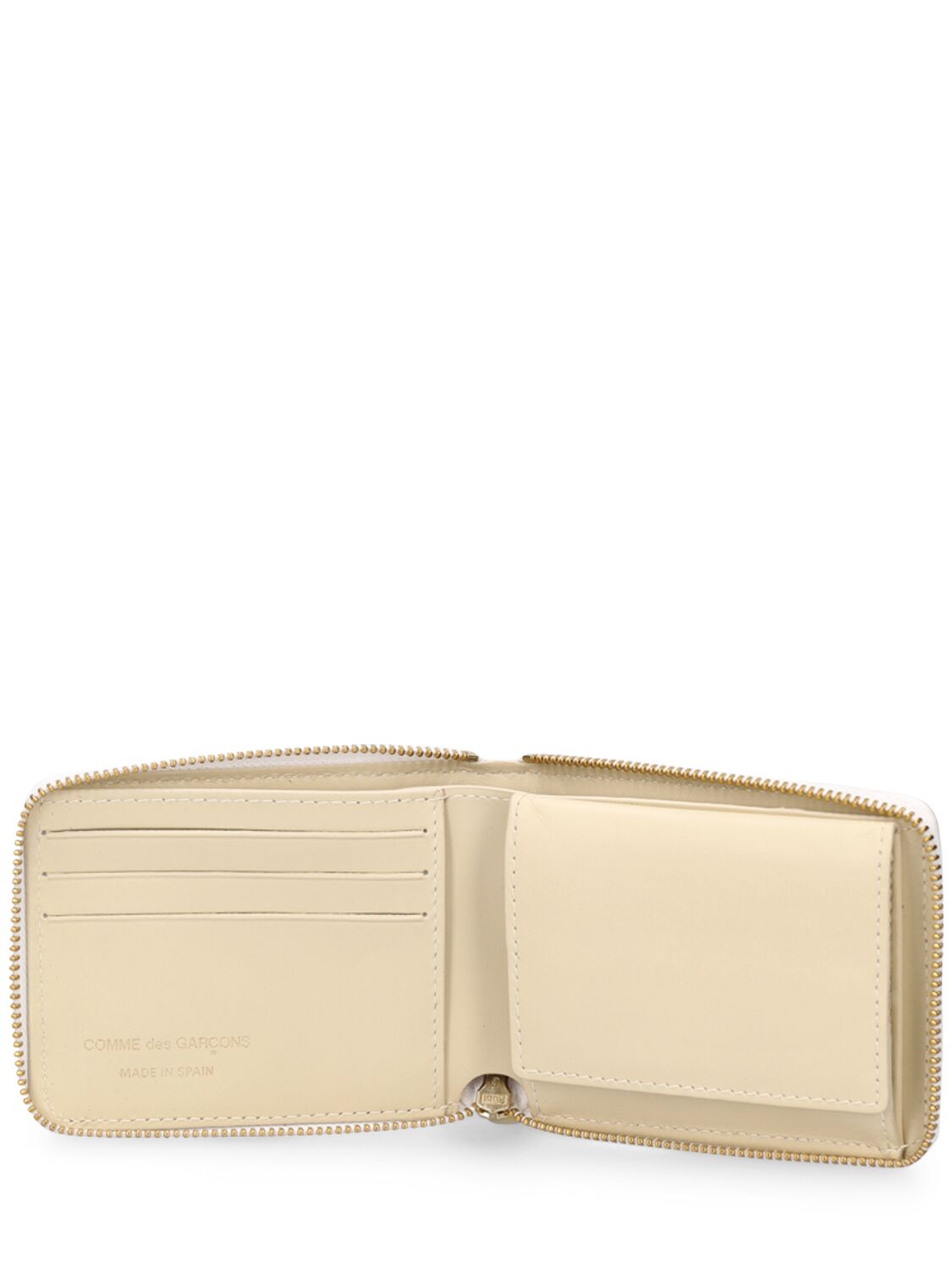 Shop Comme Des Garçons Leather Zip Wallet In Off White