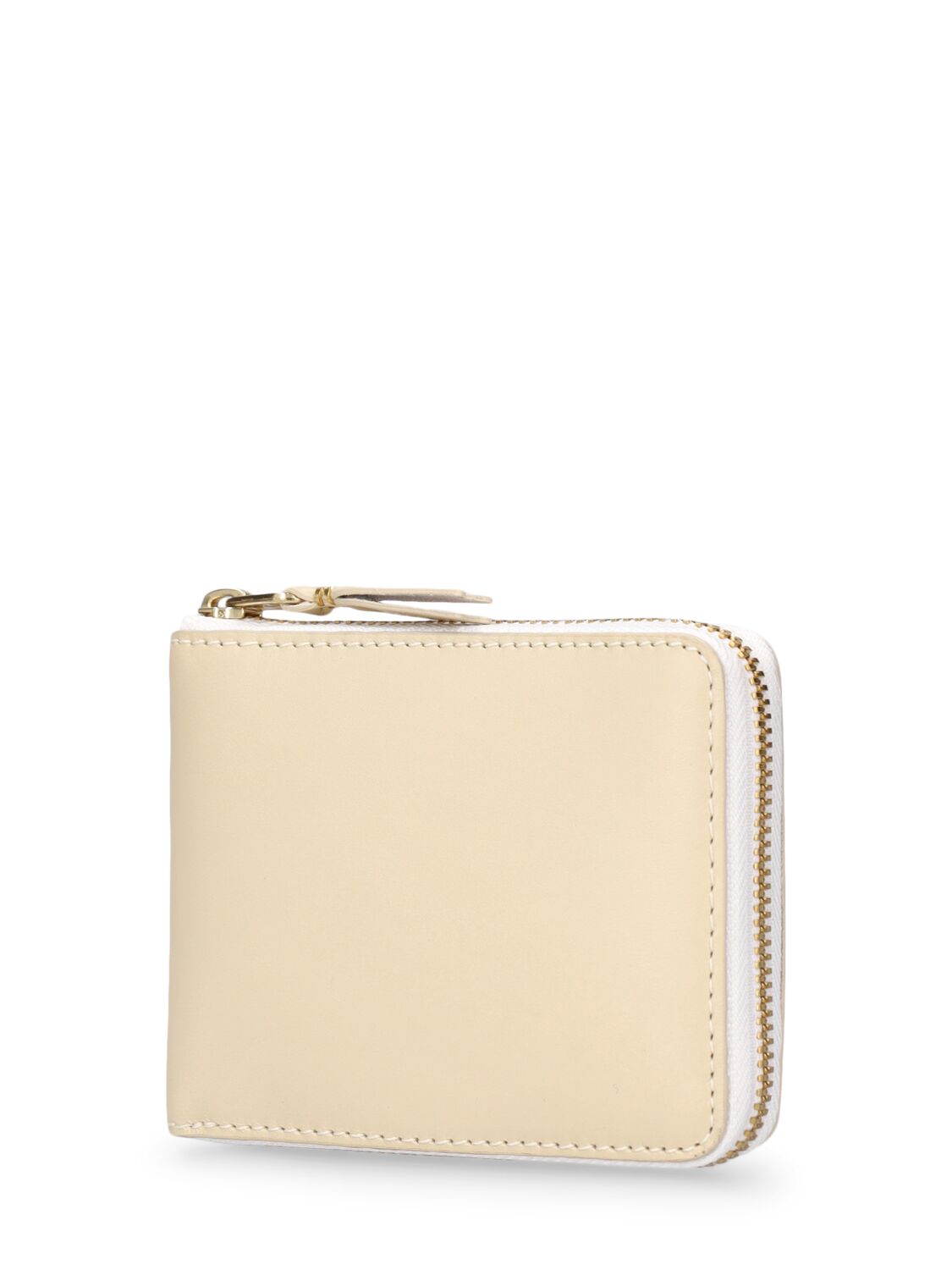 Shop Comme Des Garçons Leather Zip Wallet In Off White