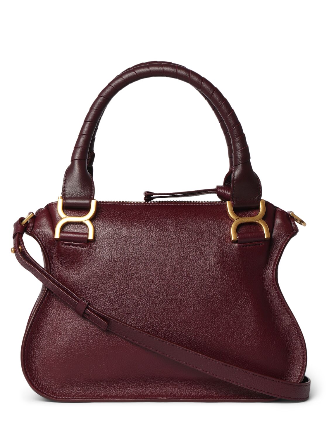 Shop Chloé Marcie Leather Top Handle Bag In Dimness Purple