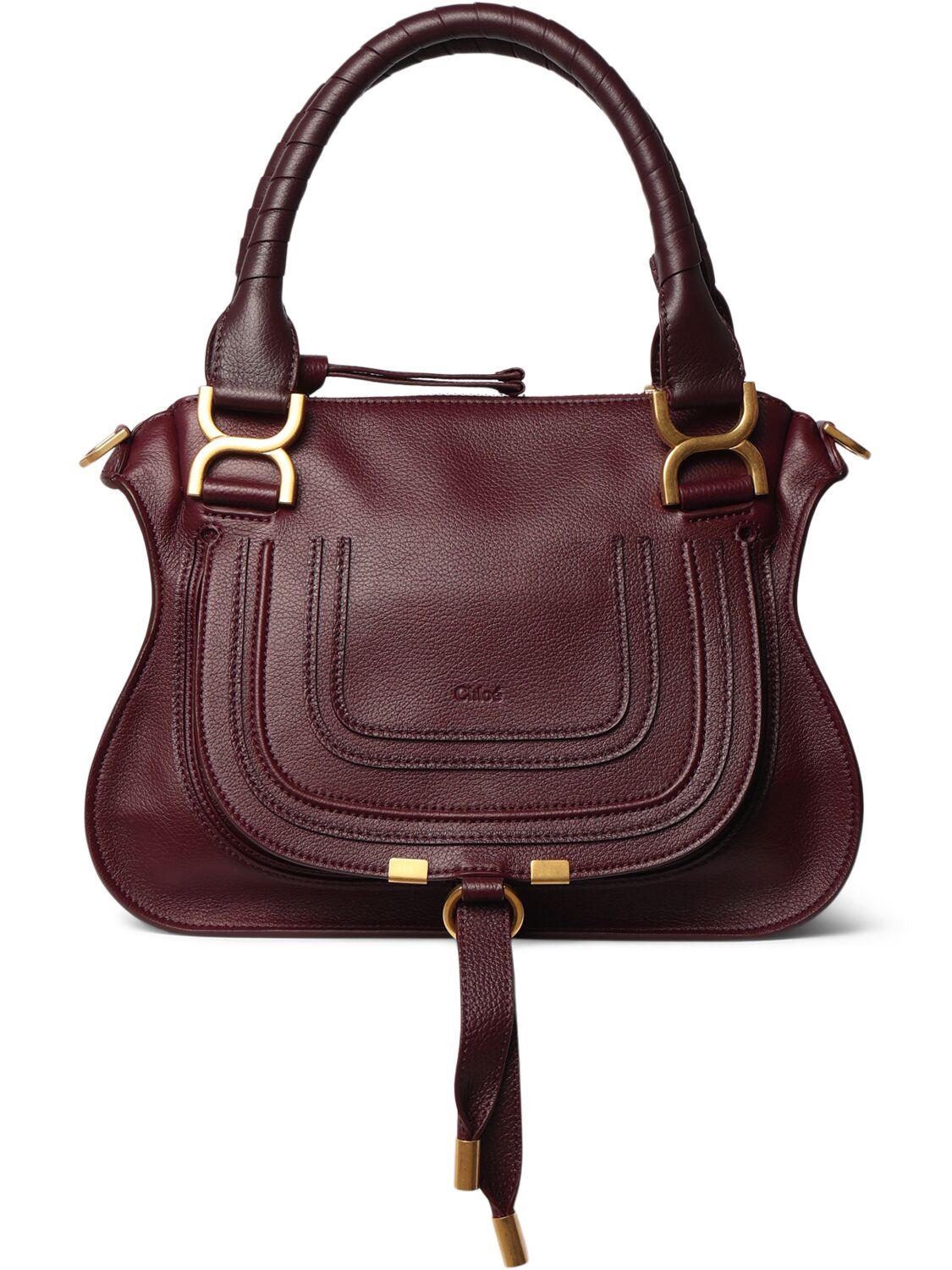 Shop Chloé Marcie Leather Top Handle Bag In Dimness Purple