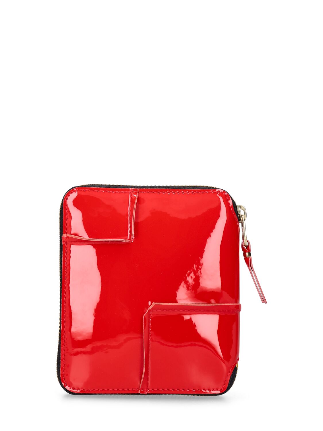 Shop Comme Des Garçons Reversed Hem Patent Zip Around Wallet In Red