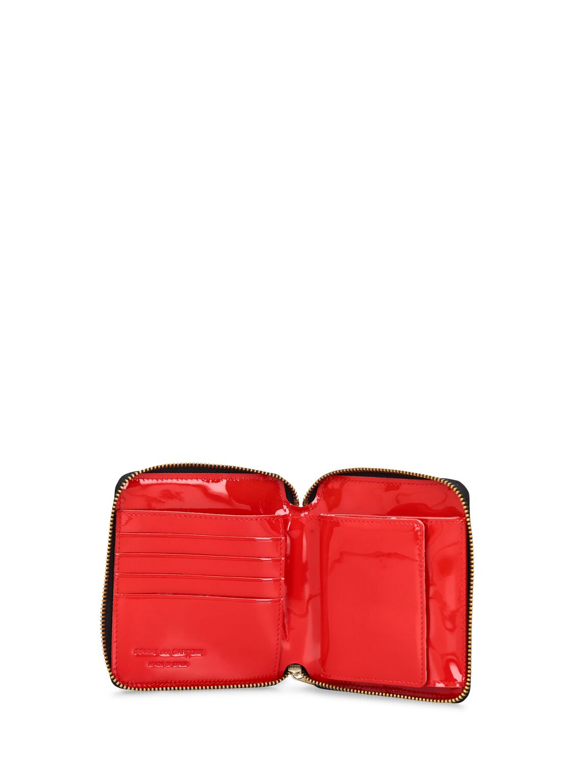 Shop Comme Des Garçons Reversed Hem Patent Zip Around Wallet In Red