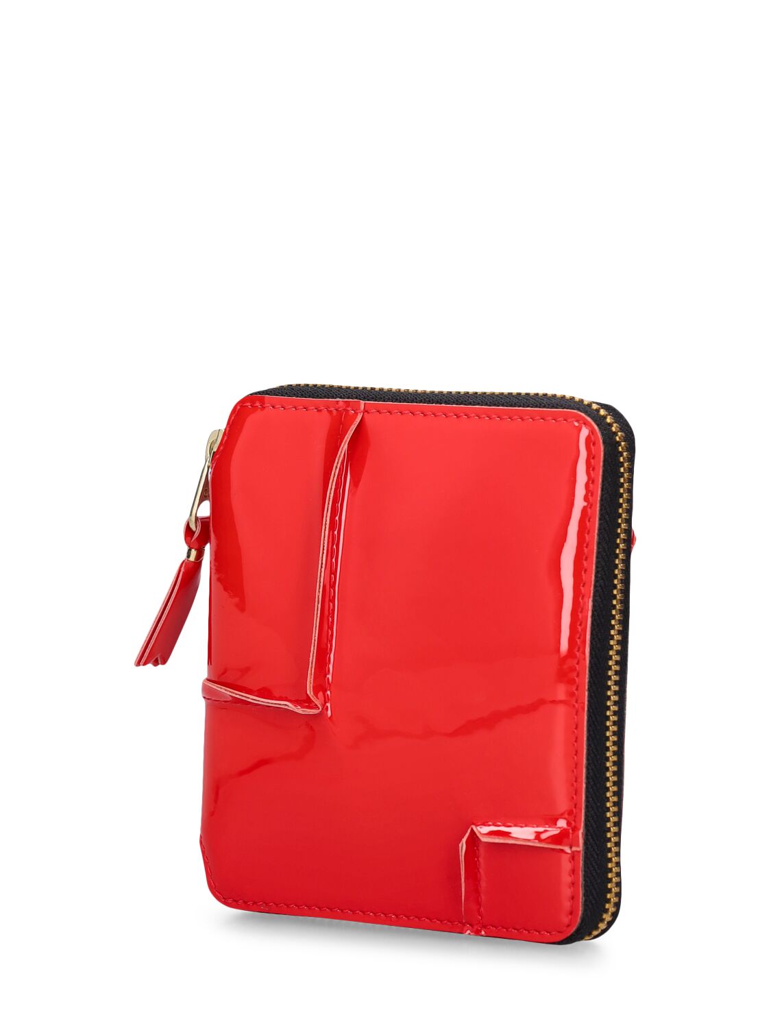 Shop Comme Des Garçons Reversed Hem Patent Zip Around Wallet In Red