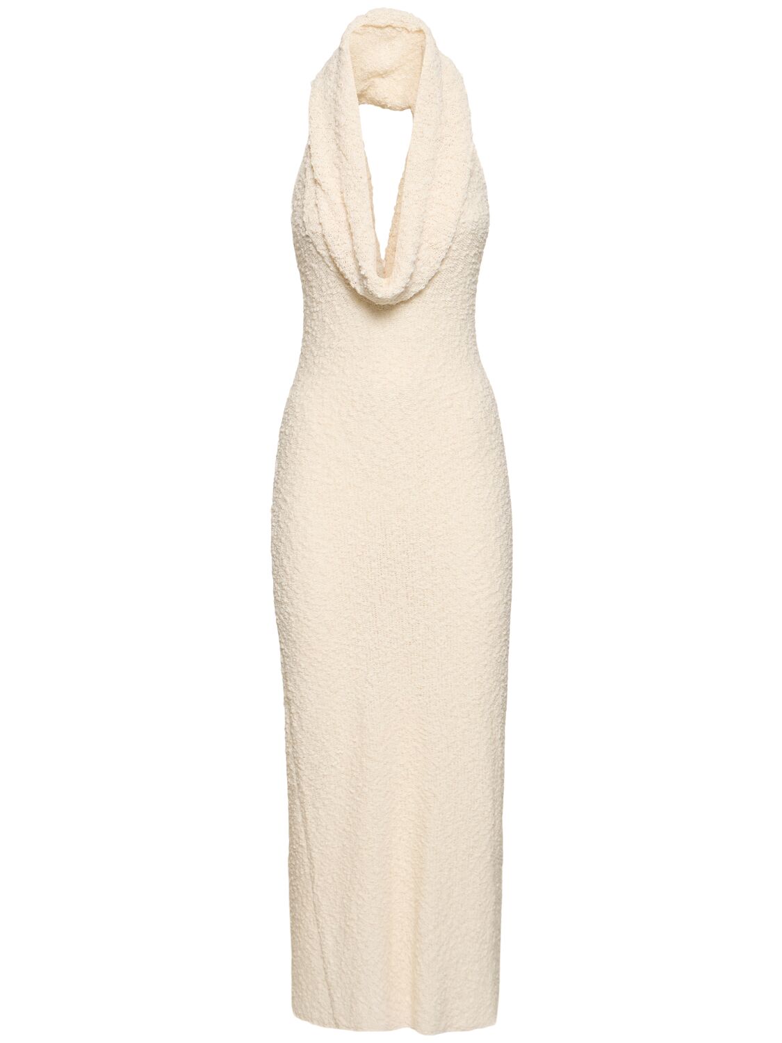 Image of Cotton Blend Knit Dress W/ Plunge Neck