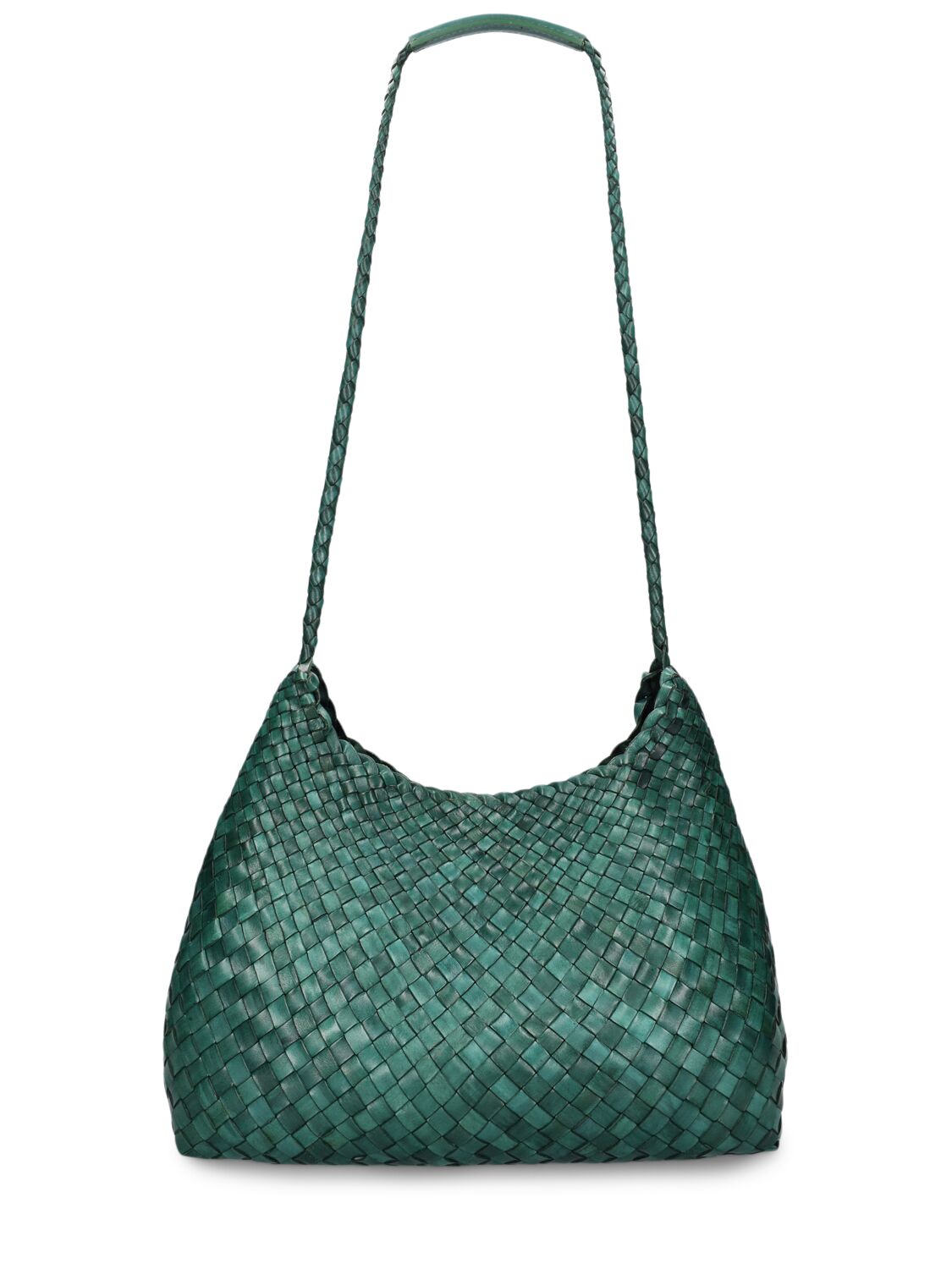 Shop Dragon Diffusion Santa Rosa Handwoven Tapered Leather Bag In Military Green