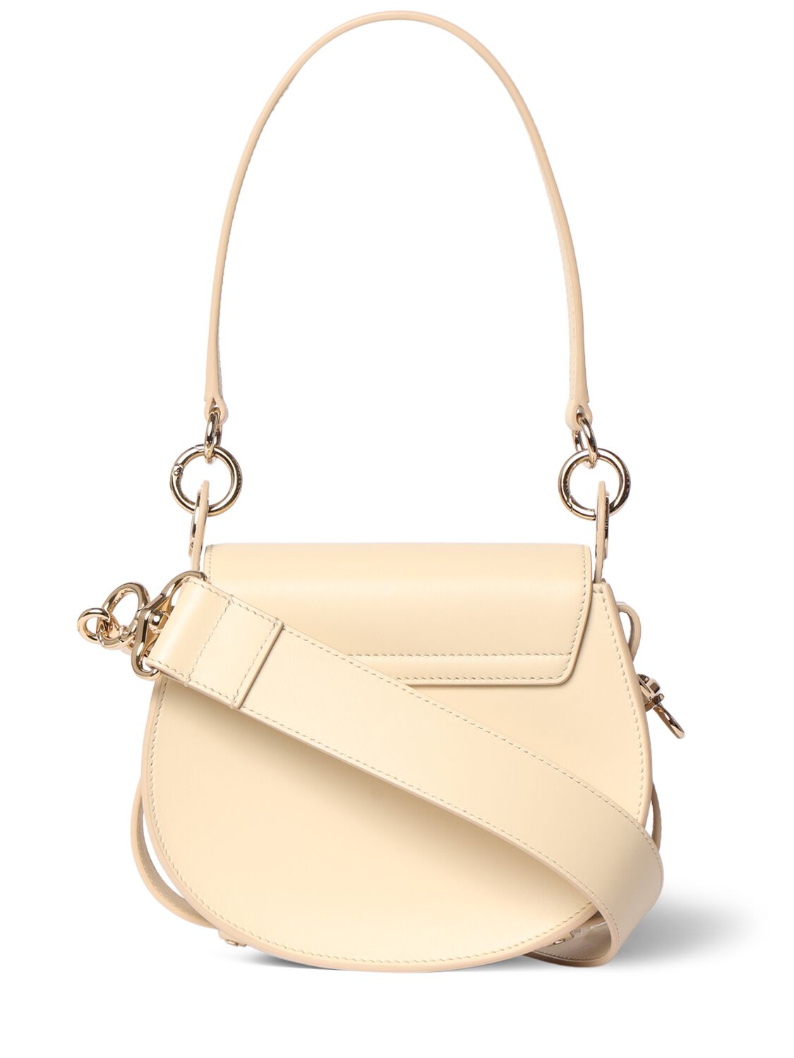 Shop Chloé Tess Shiny Leather & Suede Bag In Sweet Beige