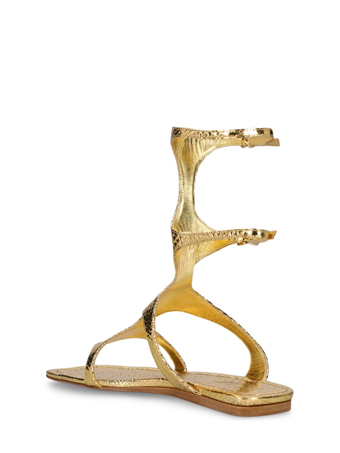 Shop Paris Texas 5mm Uma Python Print Metallic Sandals In Gold