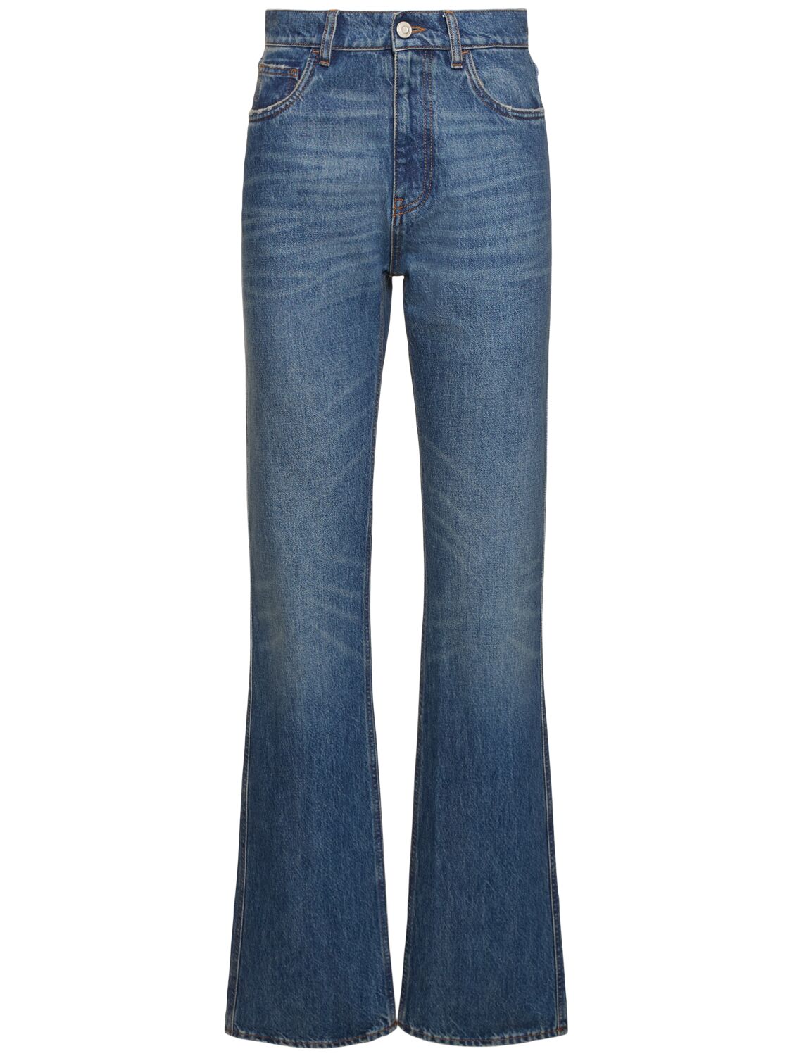 Image of Straight Leg High Rise Denim Jeans