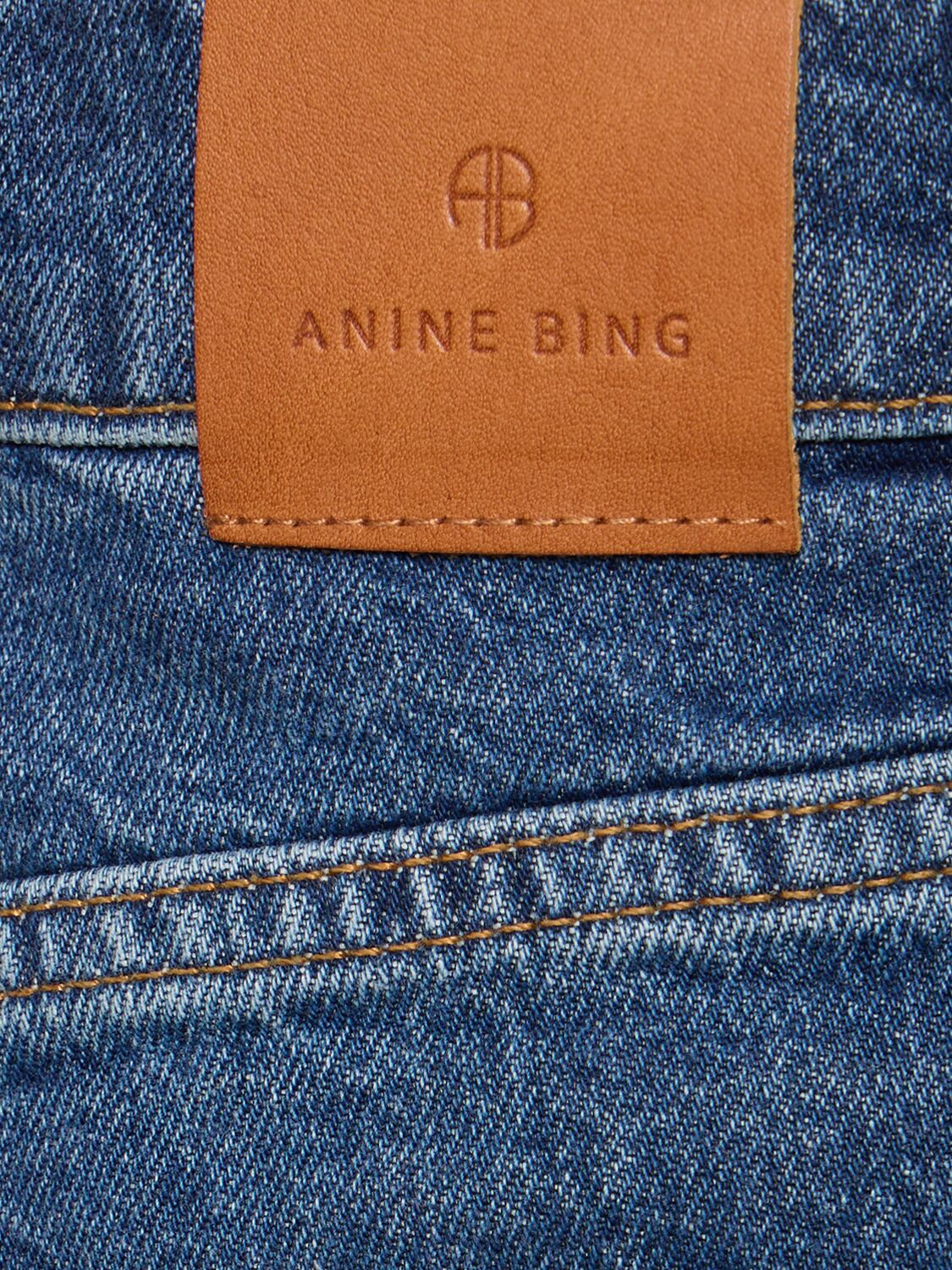Shop Anine Bing Briley Low Rise Wide Jeans In Washed Blue