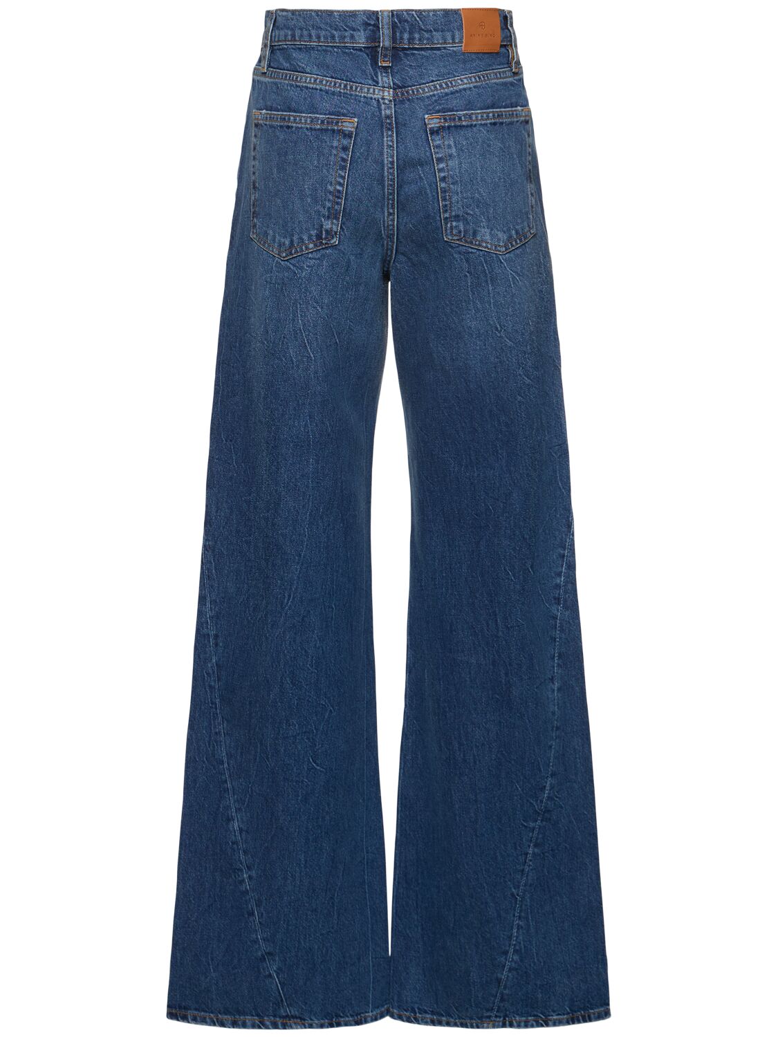 Shop Anine Bing Briley Low Rise Wide Jeans In Washed Blue