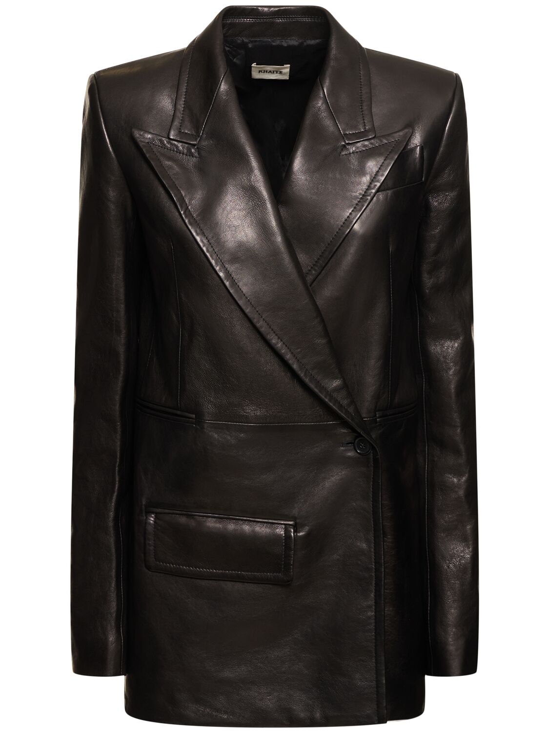 Shop Khaite Jacobson Leather Blazer In Black