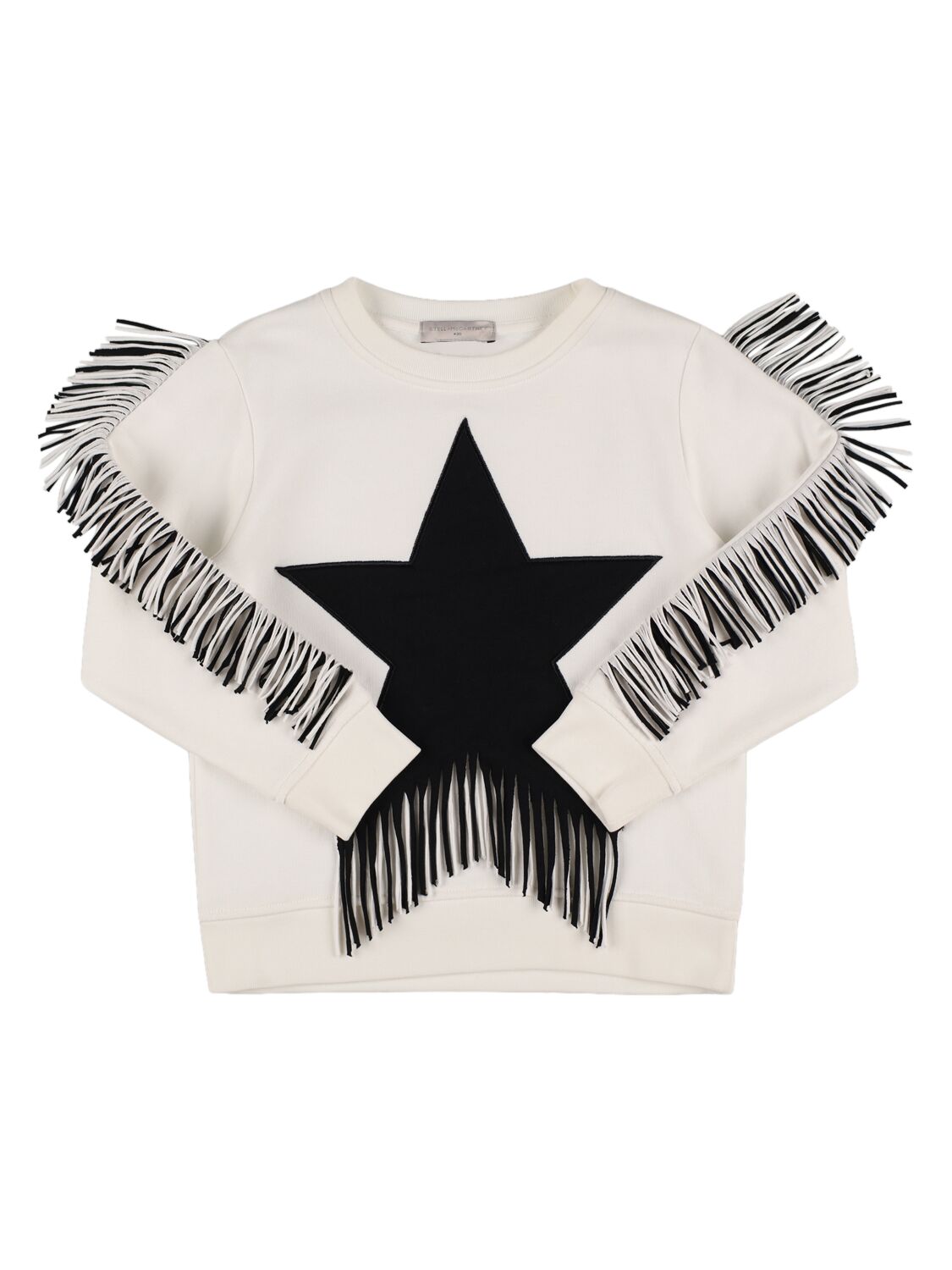 Stella Mccartney Cotton Sweatshirt W/fringe In White/black