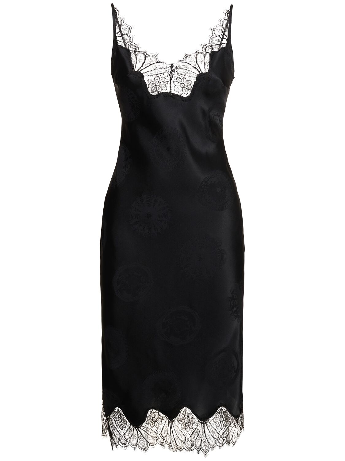 Shop Coperni Jacquard Satin Lace Dress In 블랙