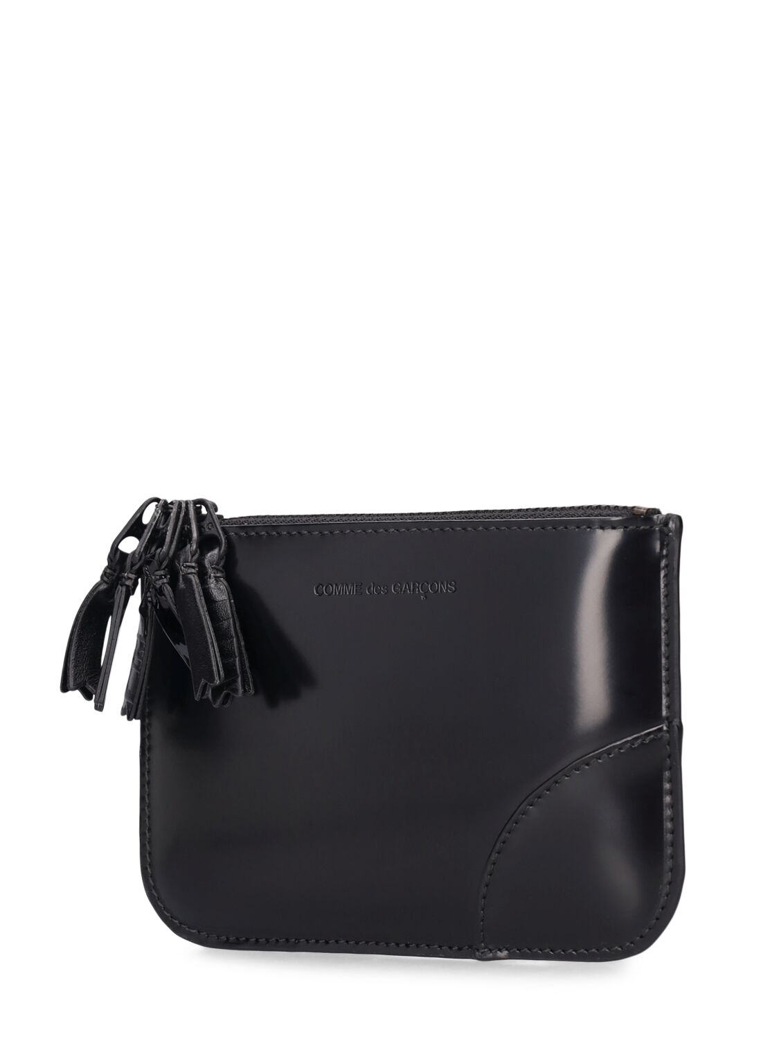 Shop Comme Des Garçons Zipper Medley Leather Wallet In Black