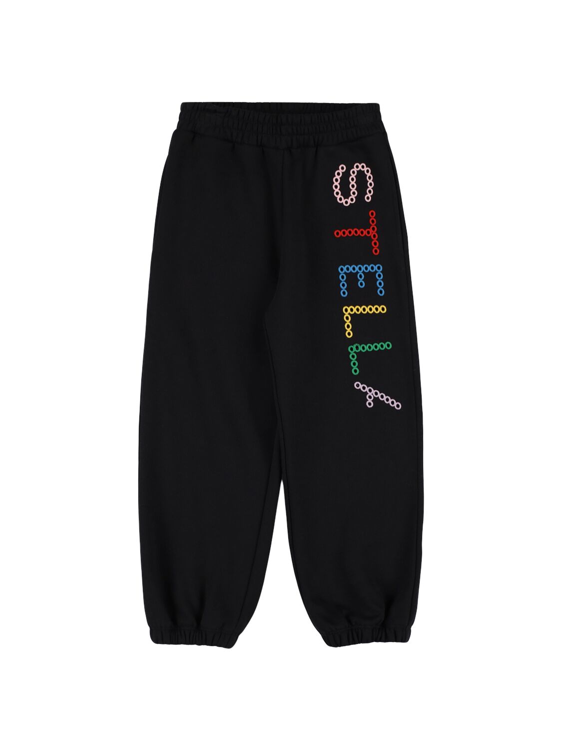 Stella Mccartney Embroidered Cotton Sweatpants In Black