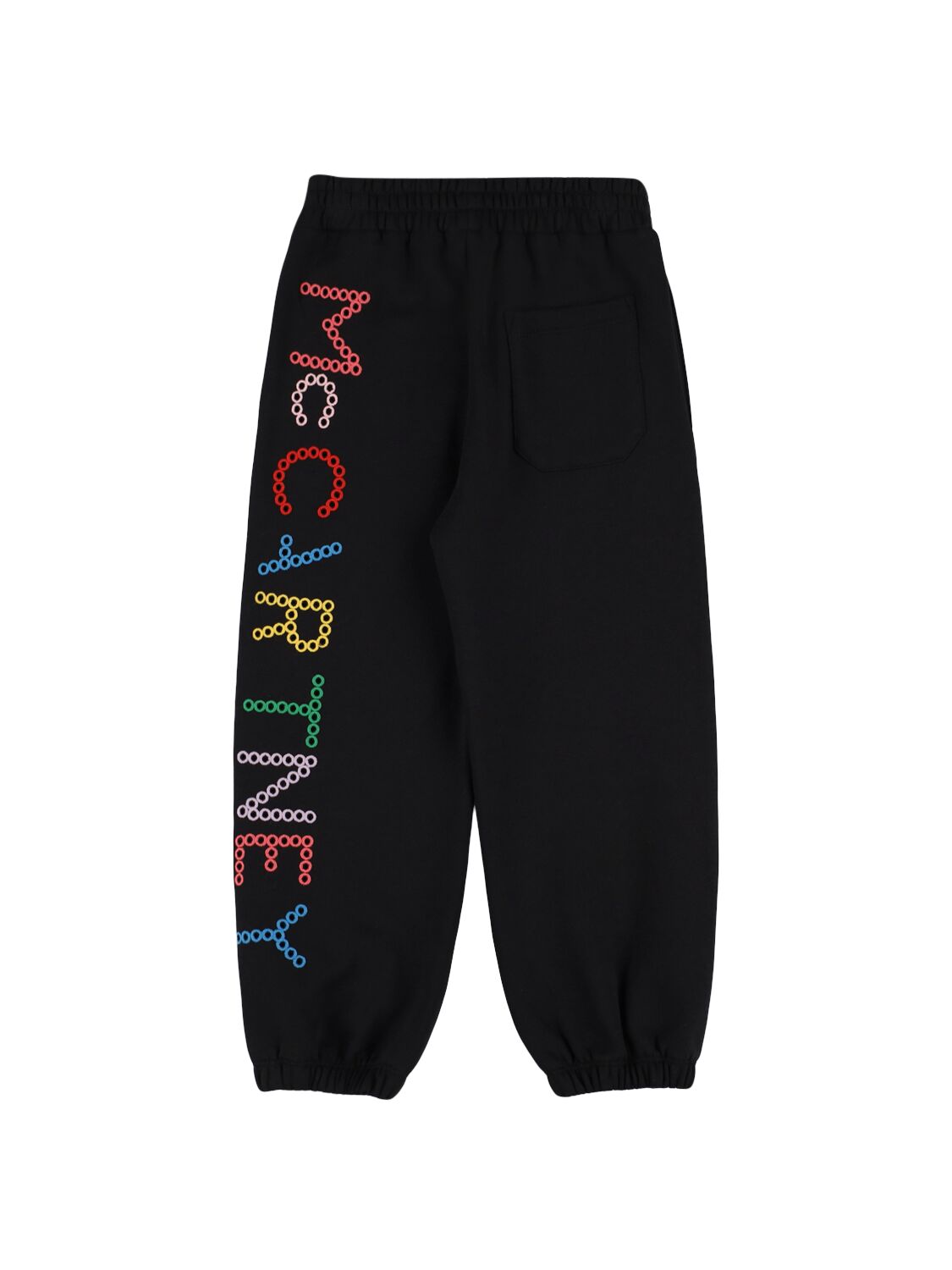 Shop Stella Mccartney Embroidered Cotton Sweatpants In Black