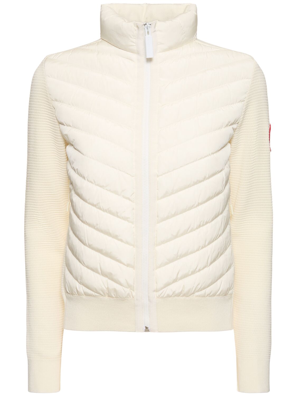Canada Goose Hybridge Wool Knit Zip Jacket In White
