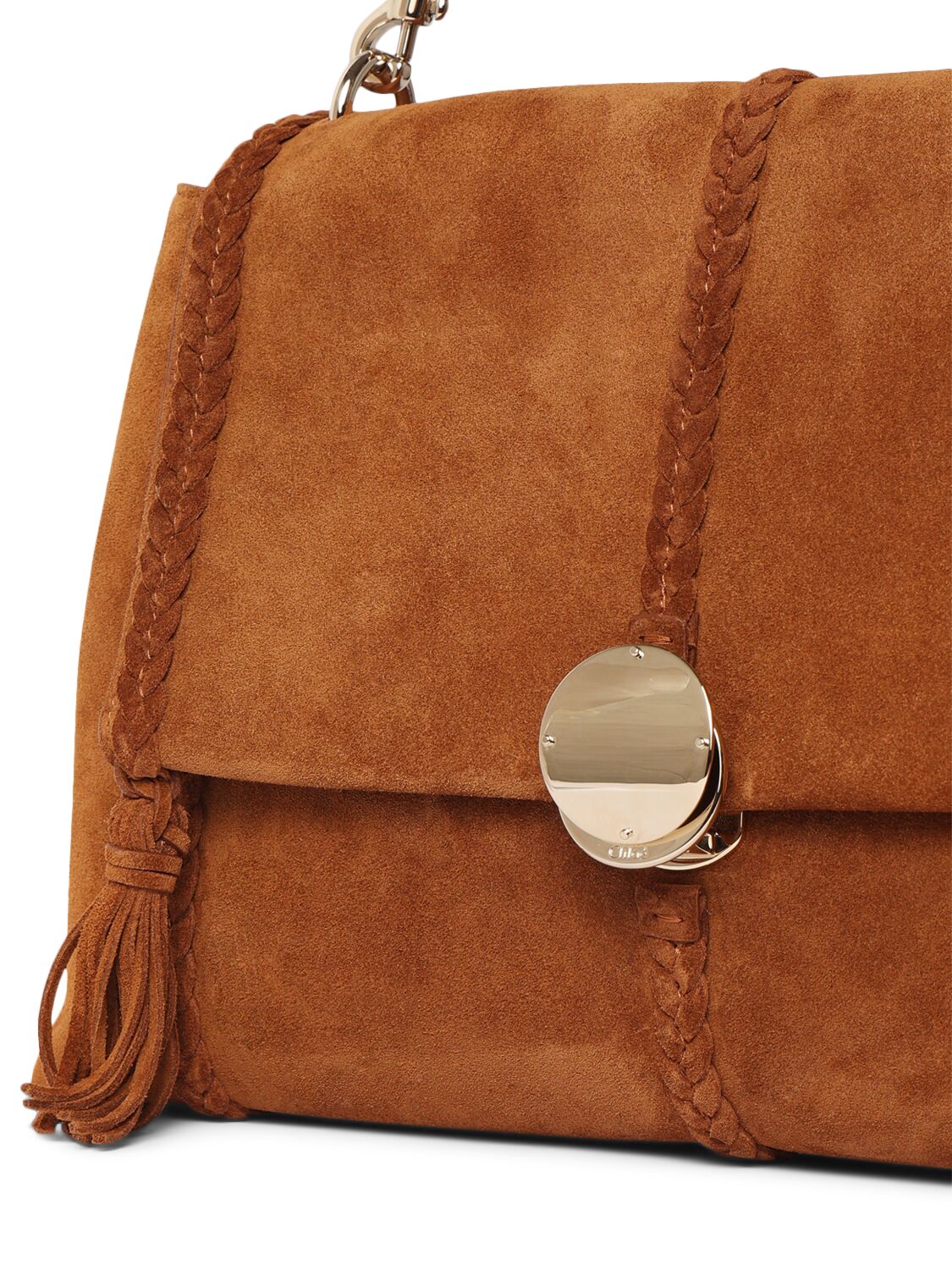 Shop Chloé Penelope Suede Shoulder Bag In Autumnal Brown